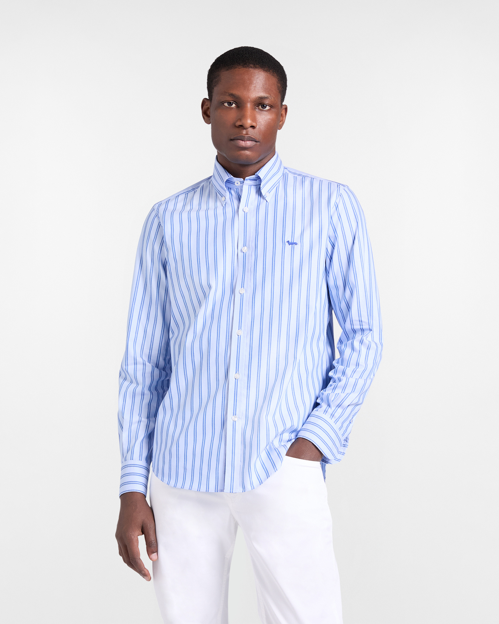 Harmont&Blaine - Camicia a righe regular fit, Uomo, Celeste, Taglia: 3XL