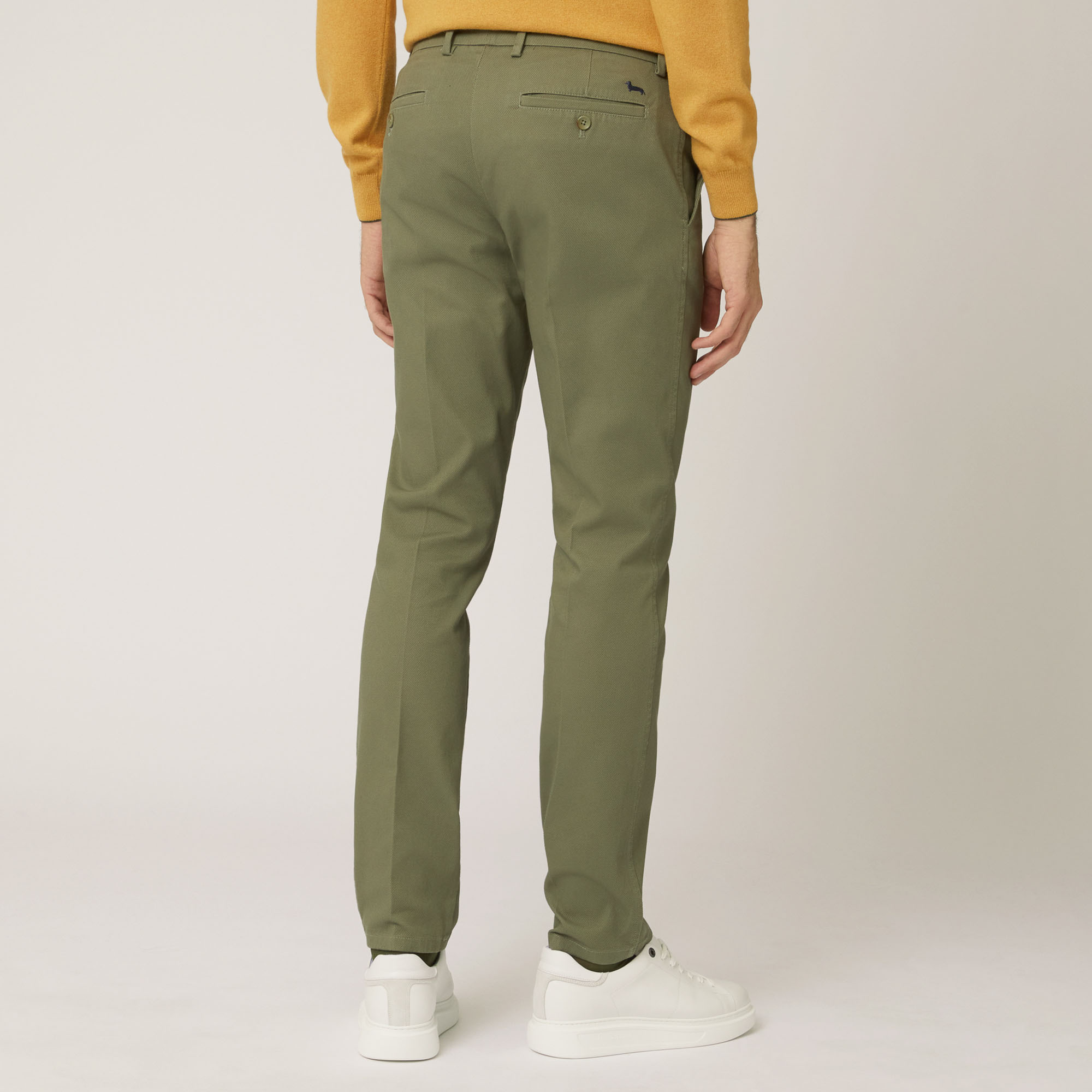 Pantalón Chino De Corte Ajustado En Algodón Elástico, Verde, large image number 1