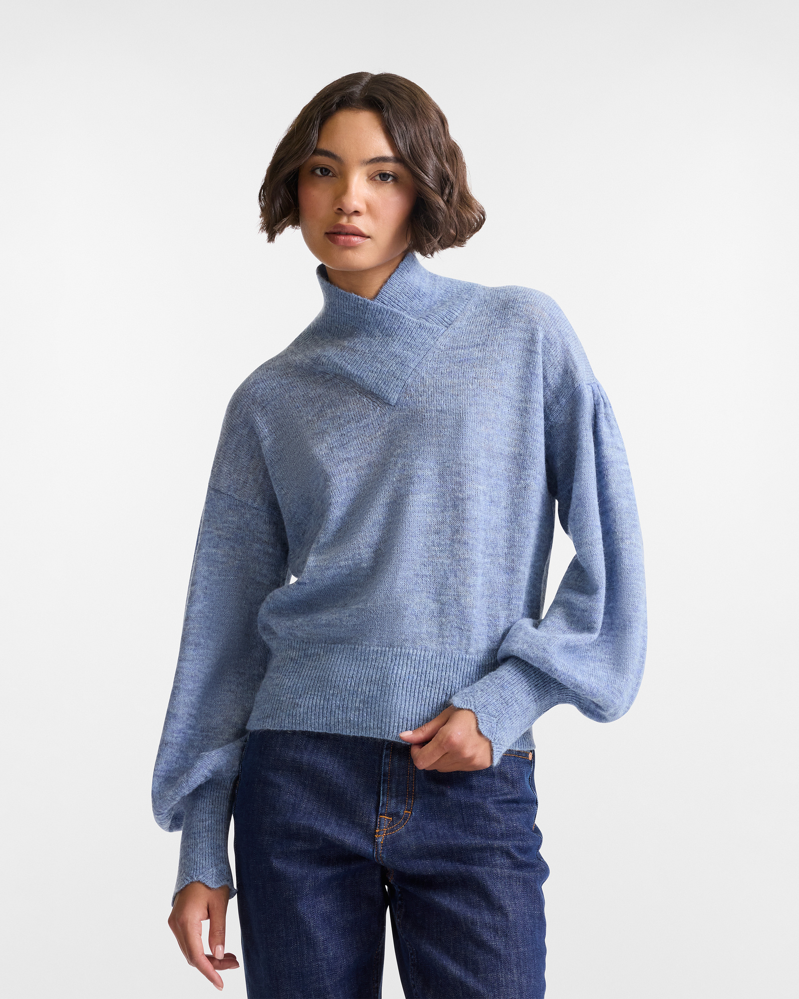Crossed High Neck Sweater