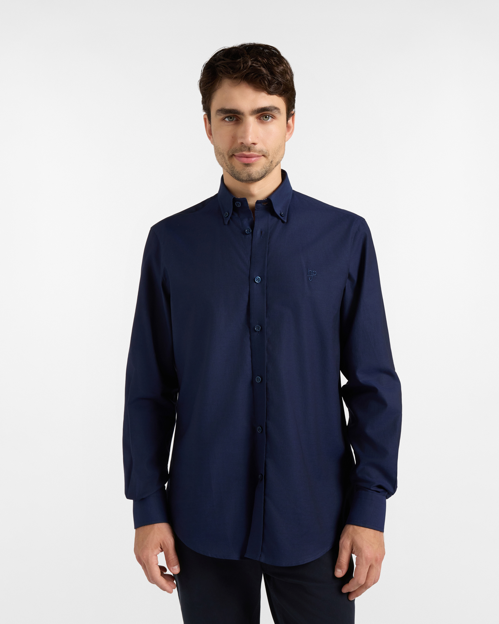HBJ Men&rsquo;s Regular Fit Shirt with Monte Carlo Collar in Pure Dark Blue Cotton