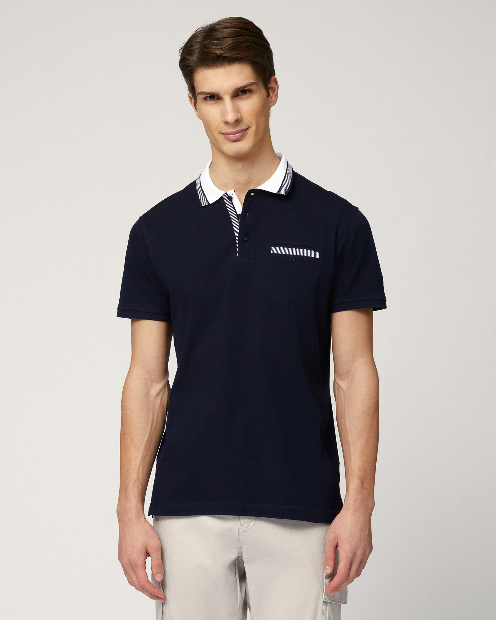 Polo with Contrasting Details, Dark Blue, large