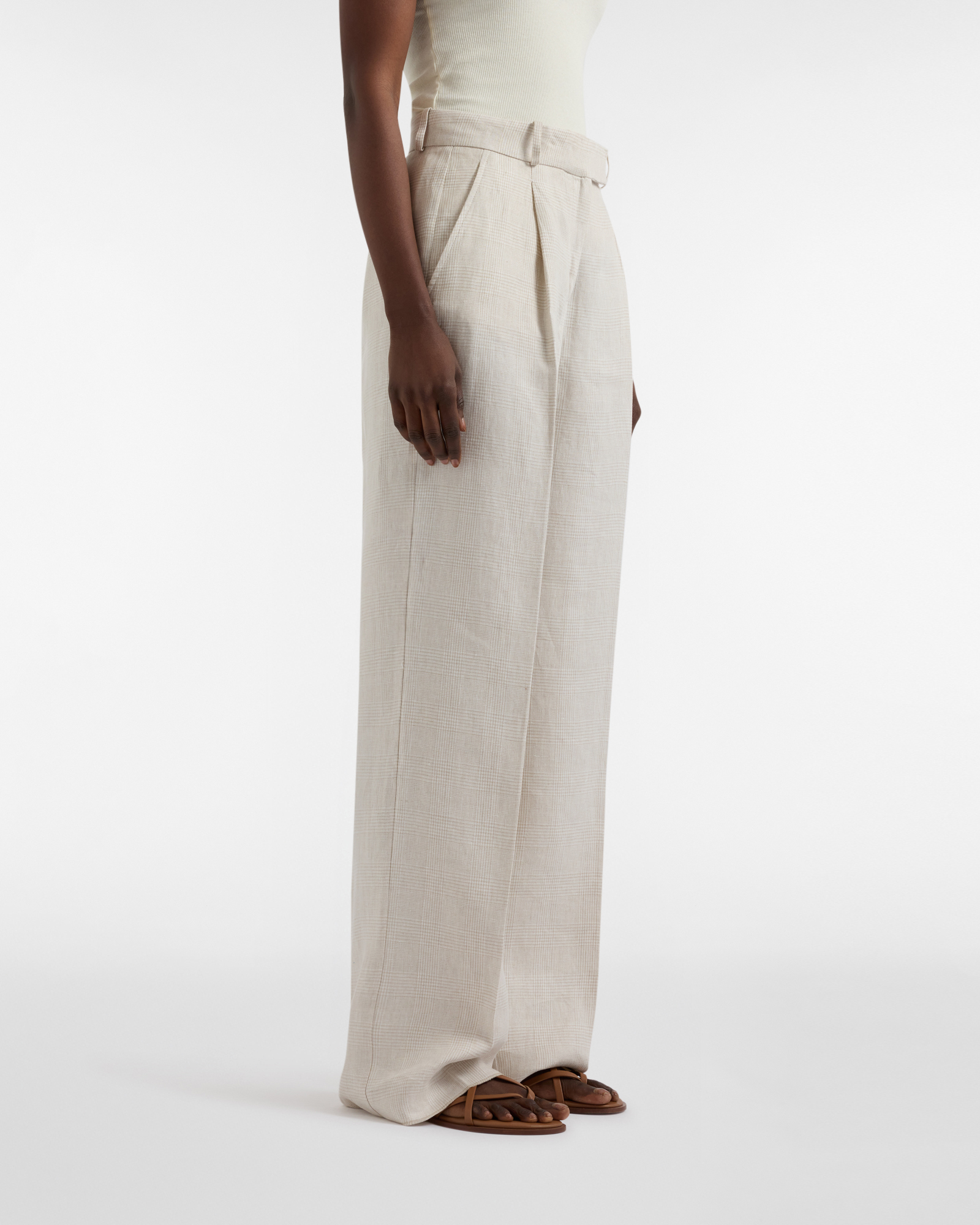 Pantaloni Donna Capsule Artigianalità a Colori in Lino, Donna, Beige, Taglia: 36