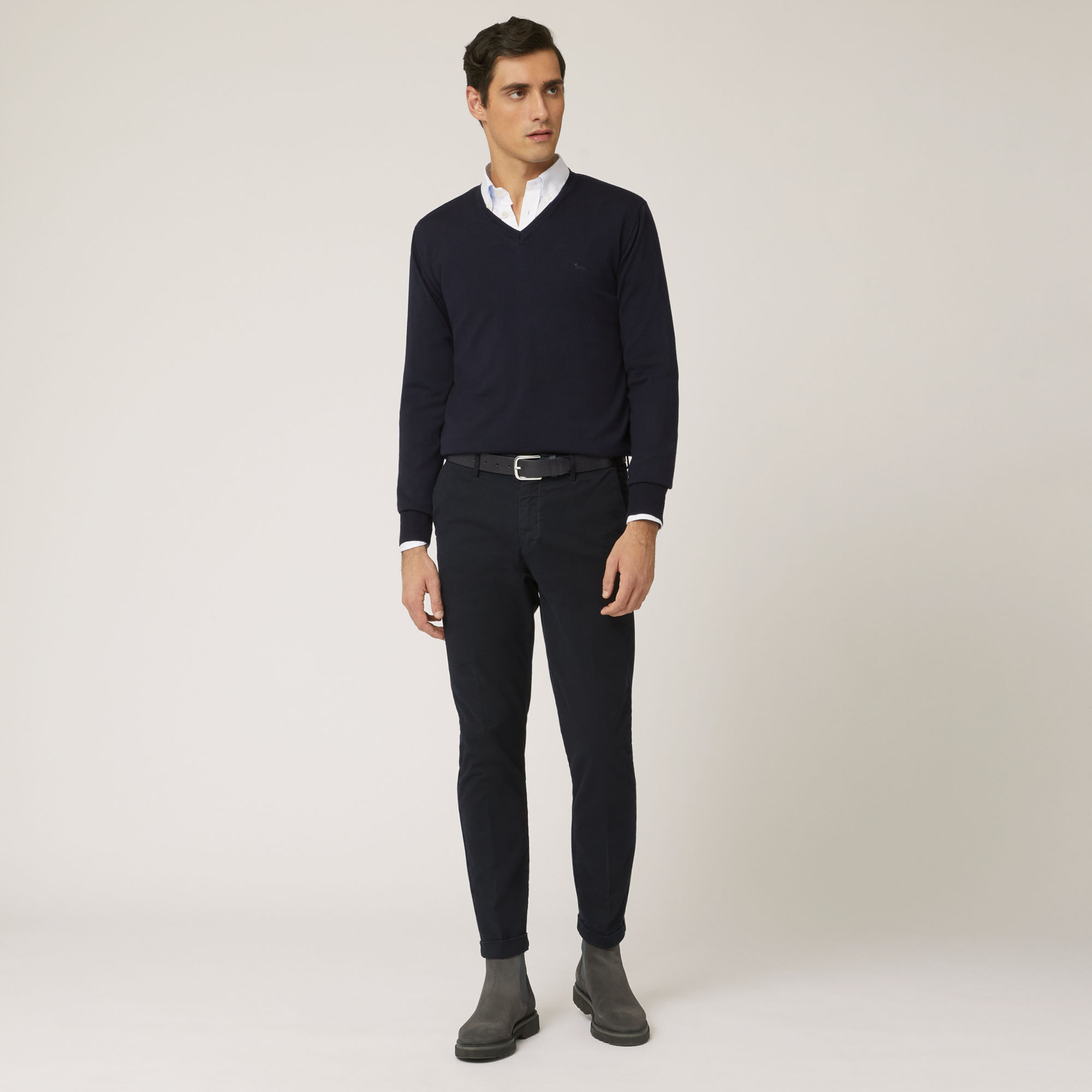 Merino Basic V-Neck, Blue, large image number 3