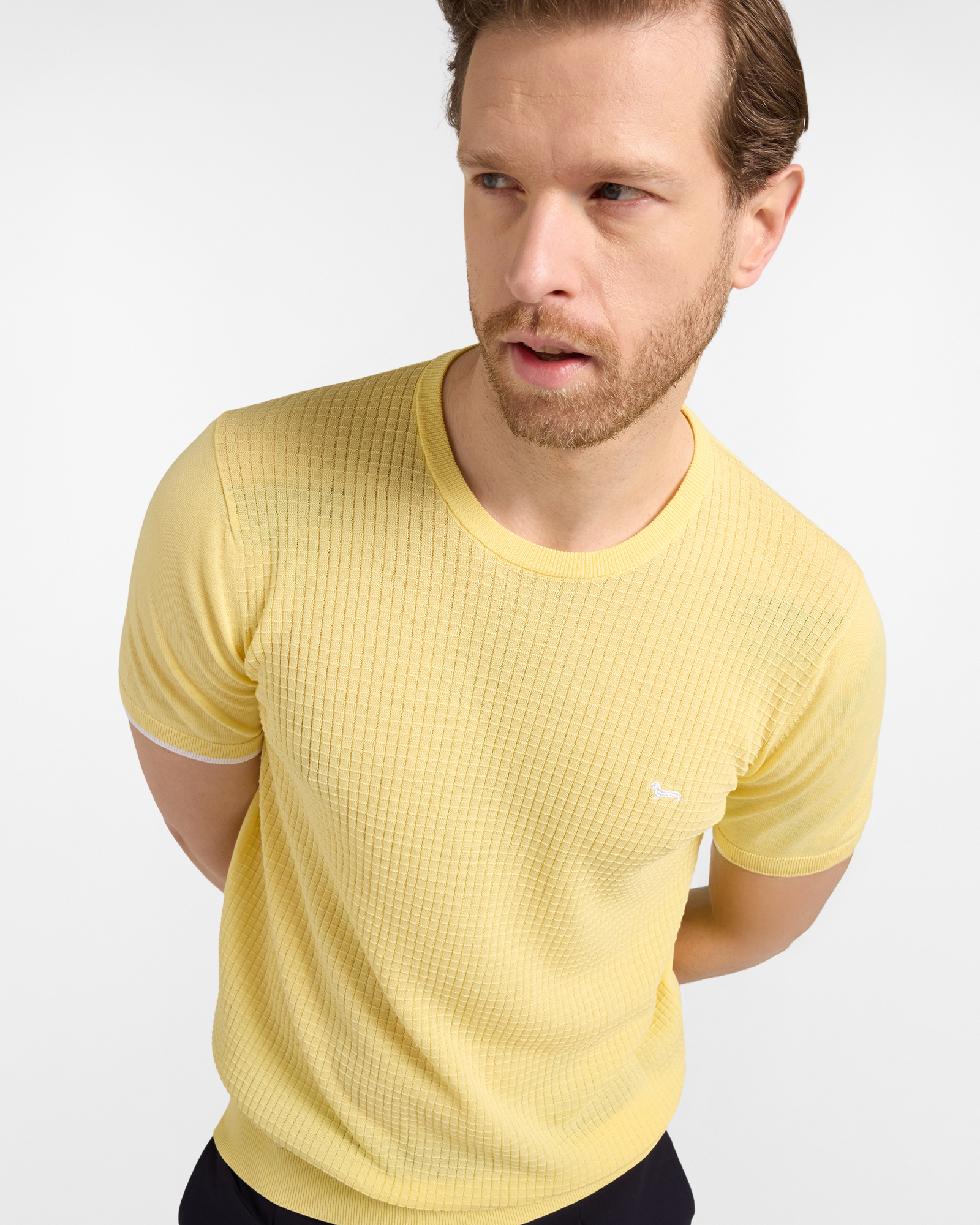 Knit T-shirt with 3D processing, Yellow, large image number 2