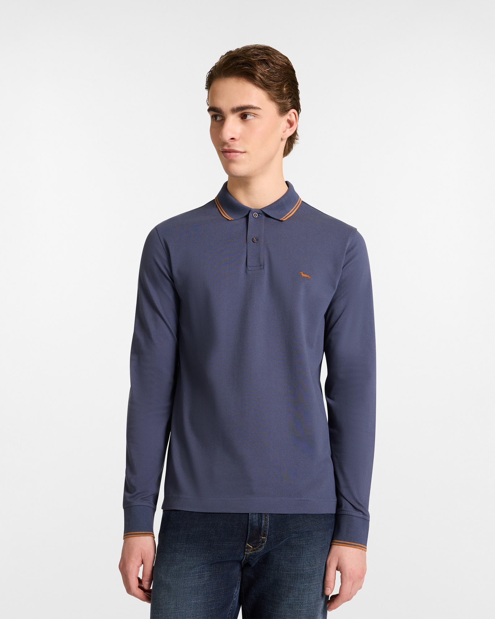 Long Sleeve Righini Polo, Dark Lavander, large