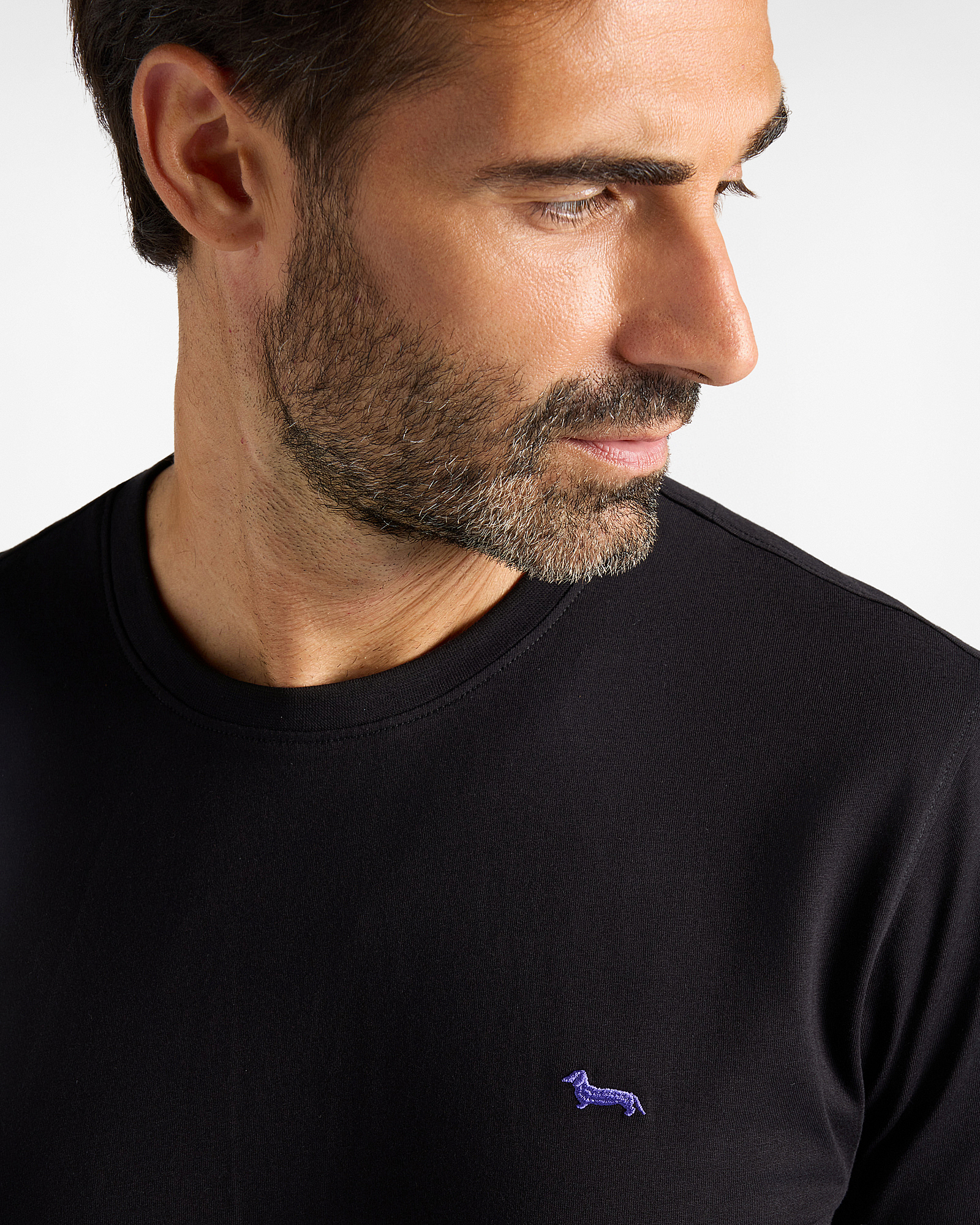 Camiseta de hombre de 100 % puro algod&oacute;n de corte entallado, NEGRO, large image number 2
