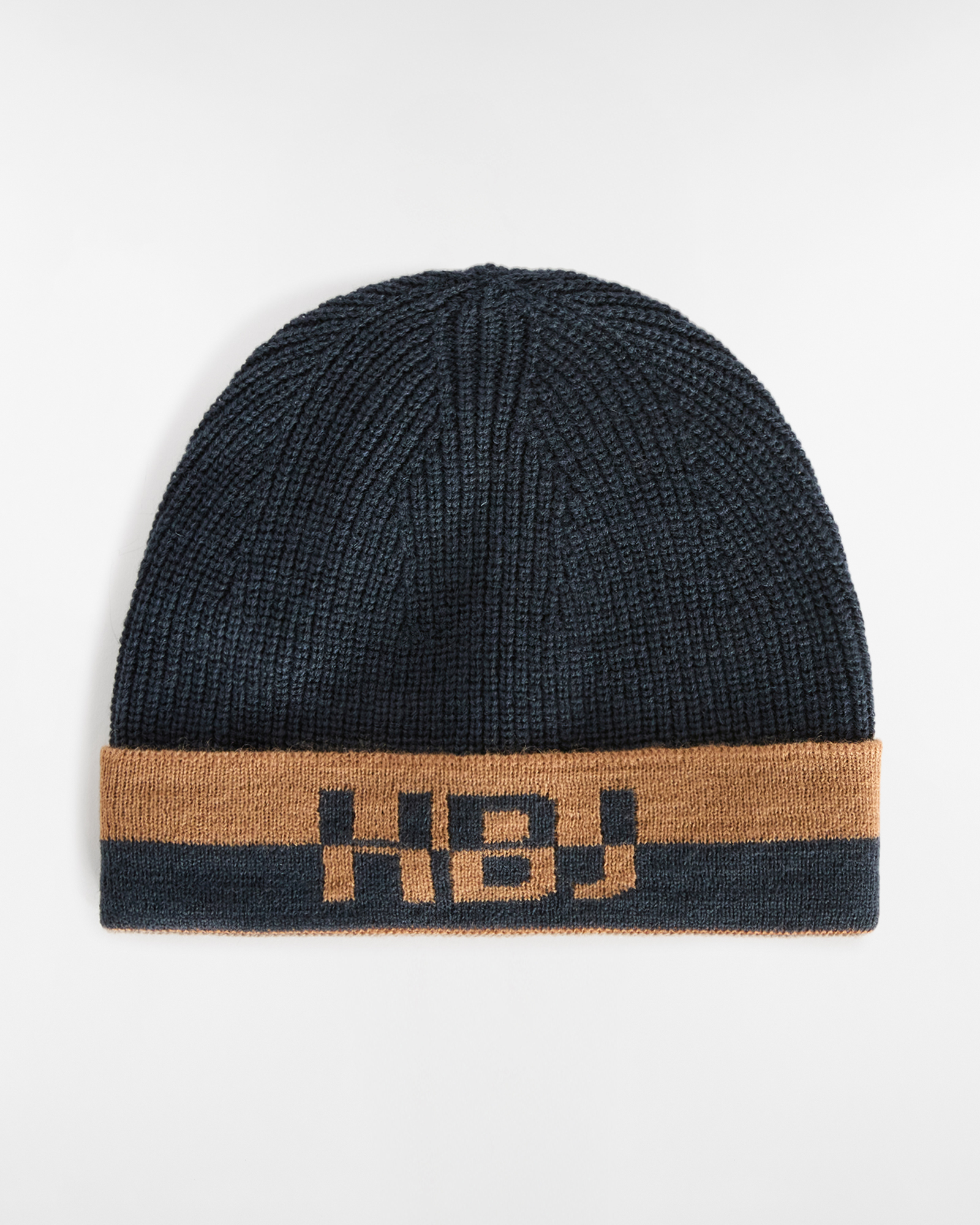 Cappello in Maglia con Maxi Logo a Contrasto, Blu Scuro, large image number 2