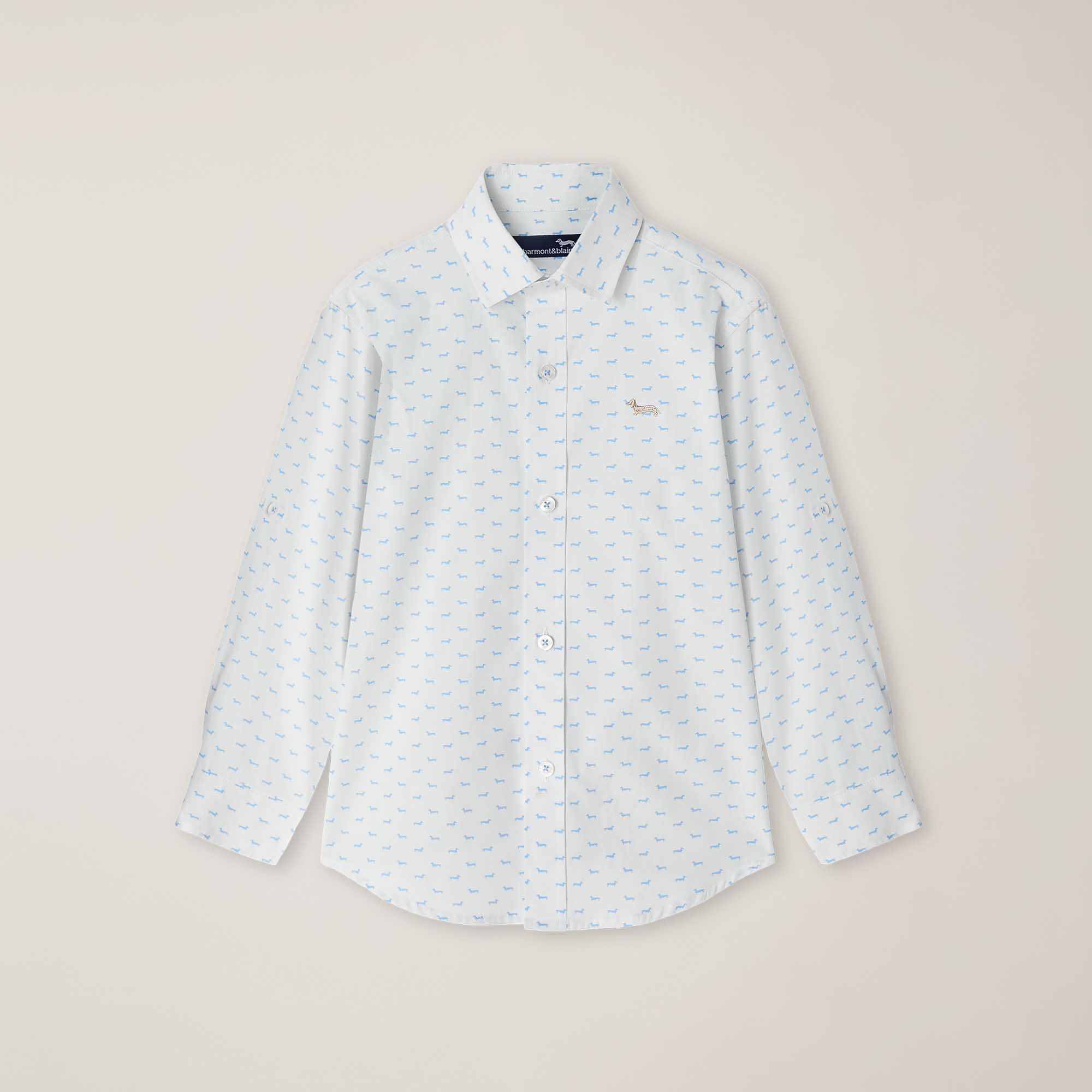 Camisa de popelina con microestampado de teckels, Blanco, large image number 0