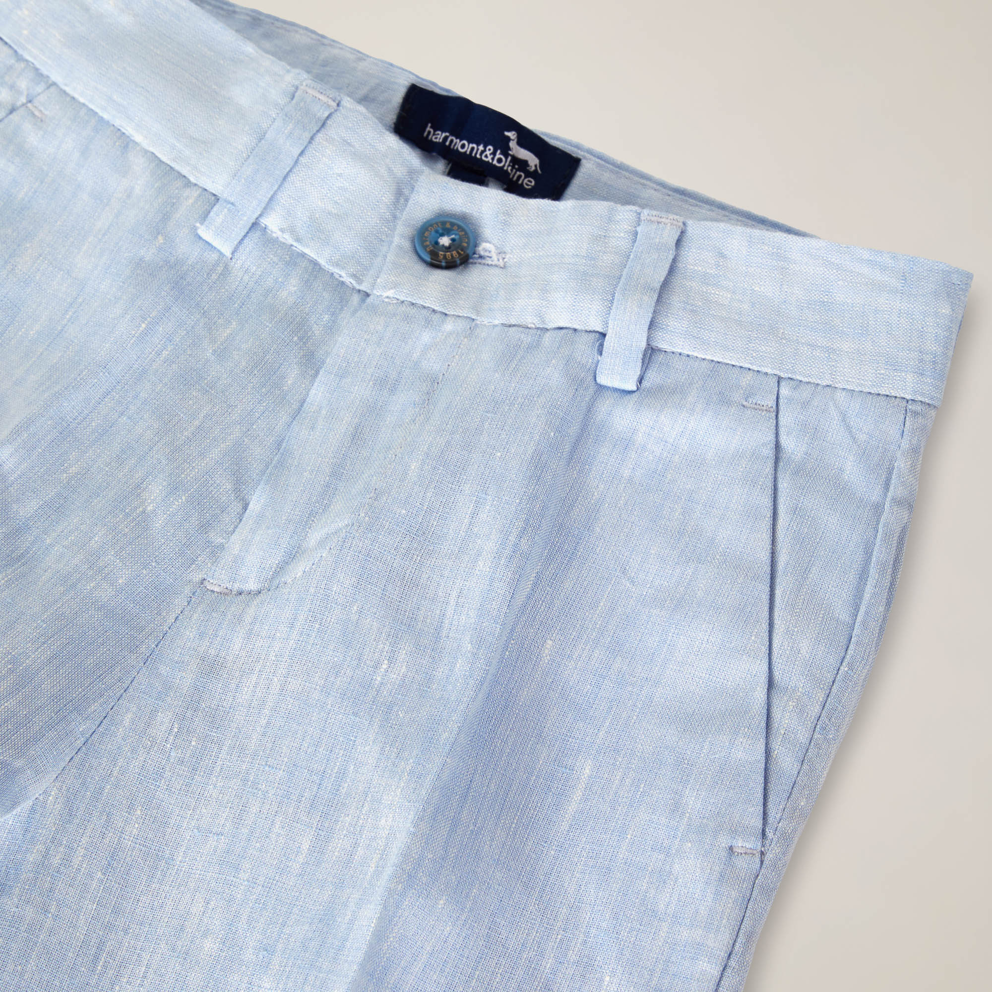 Linen melange slash-pocket pants, PALE SKY BLUE, large image number 2