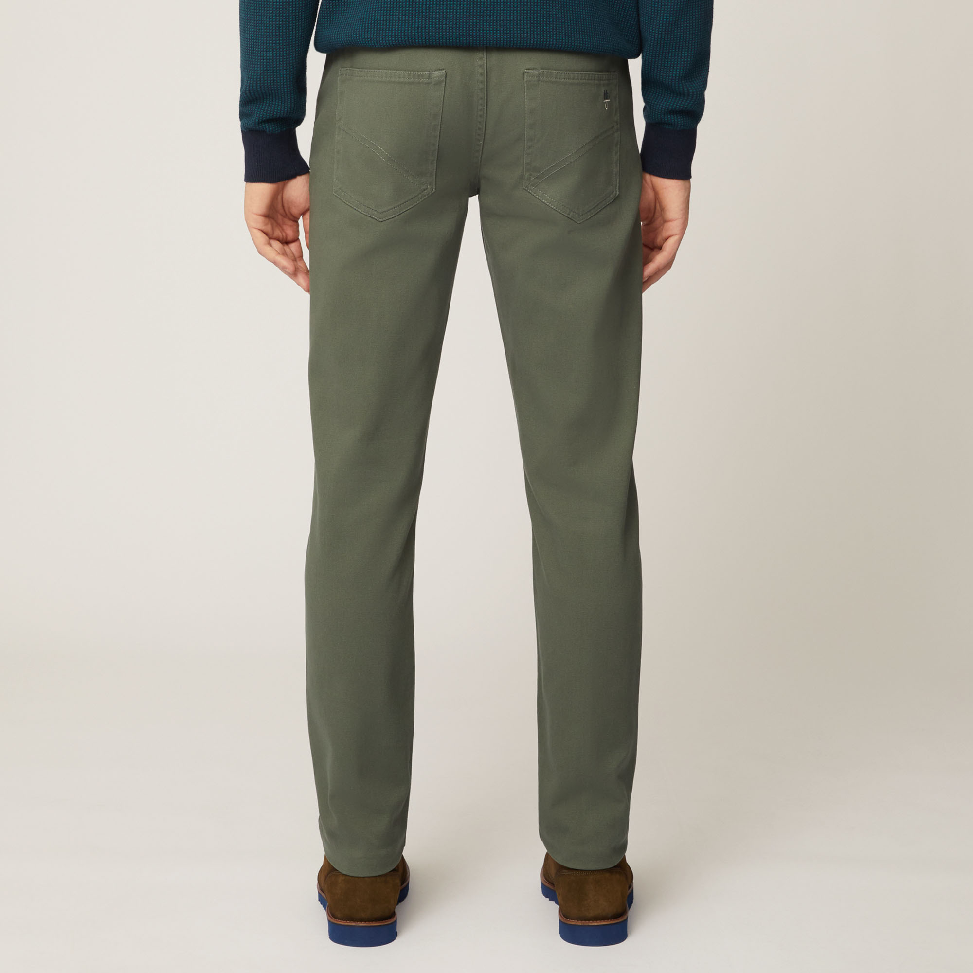 Pantalone Cinque Tasche In Twill Di Cotone, Verde Petrolio, large image number 1