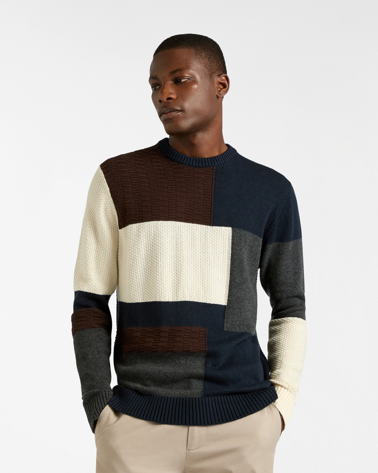 Color Block Crewneck Sweater