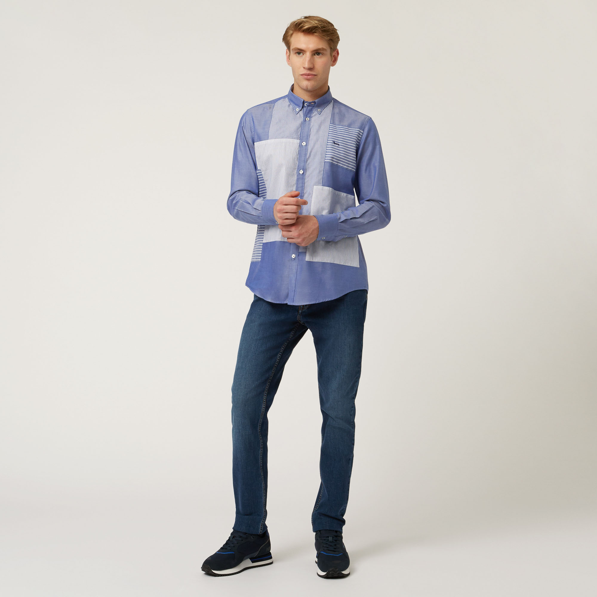 Camicia In Cotone Con Patch, Blu Chiaro, large image number 3