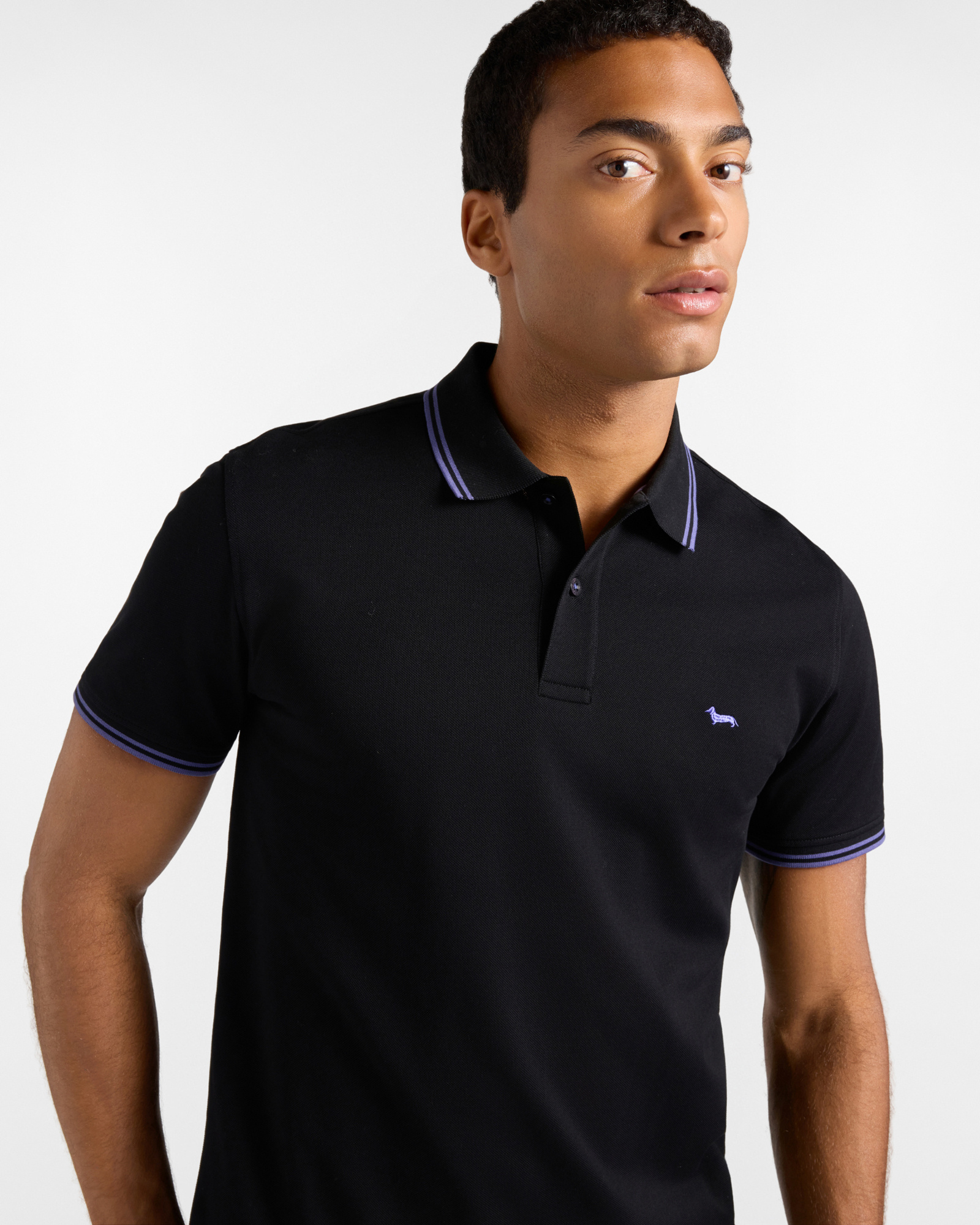 Men's short-sleeve 100% pure cotton piqu&eacute; polo shirt, BLACK, large image number 2