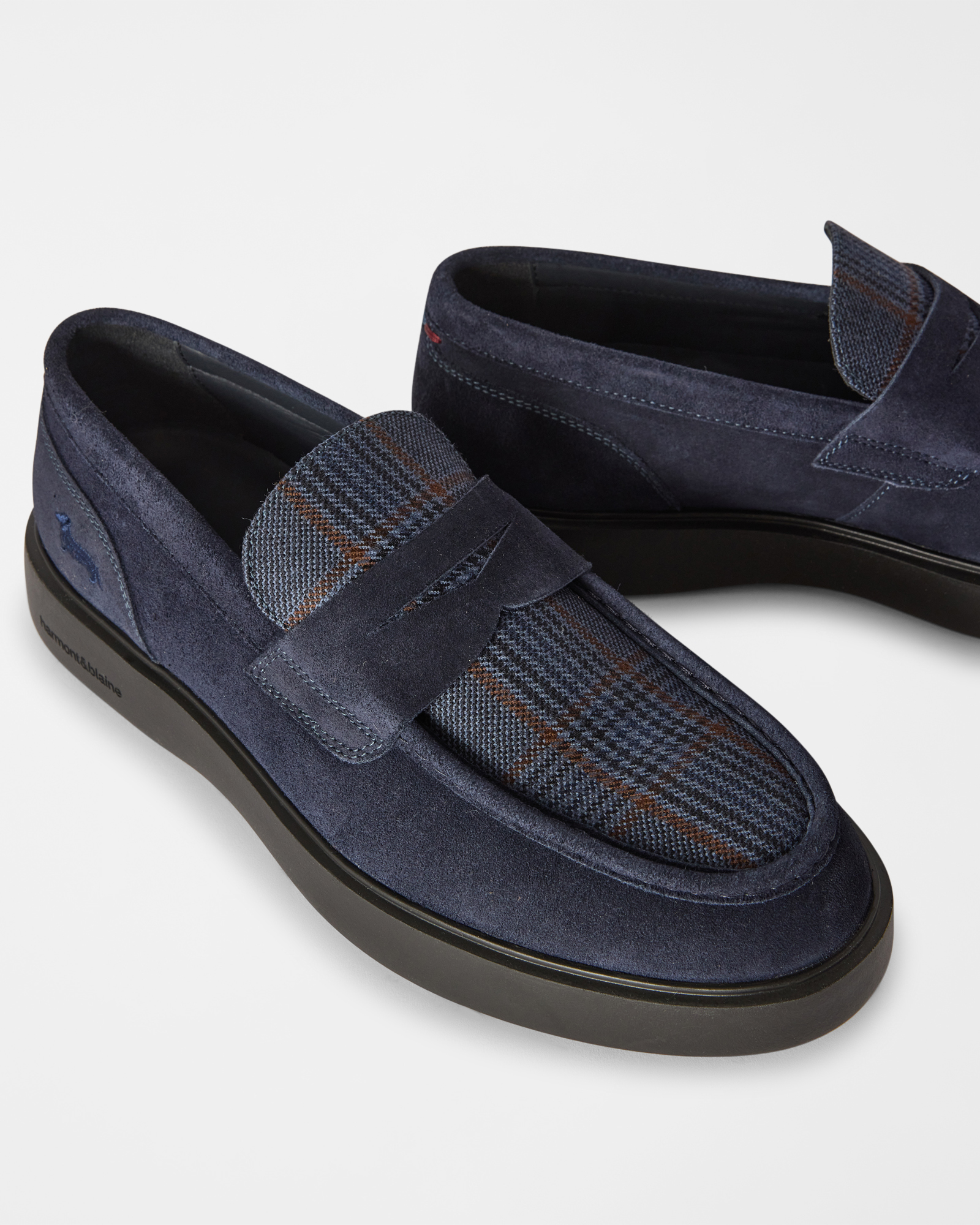 MEN'S SUEDE SHOE - SCOTTISH TARTAN, BLUE - BLUE, large image number 3