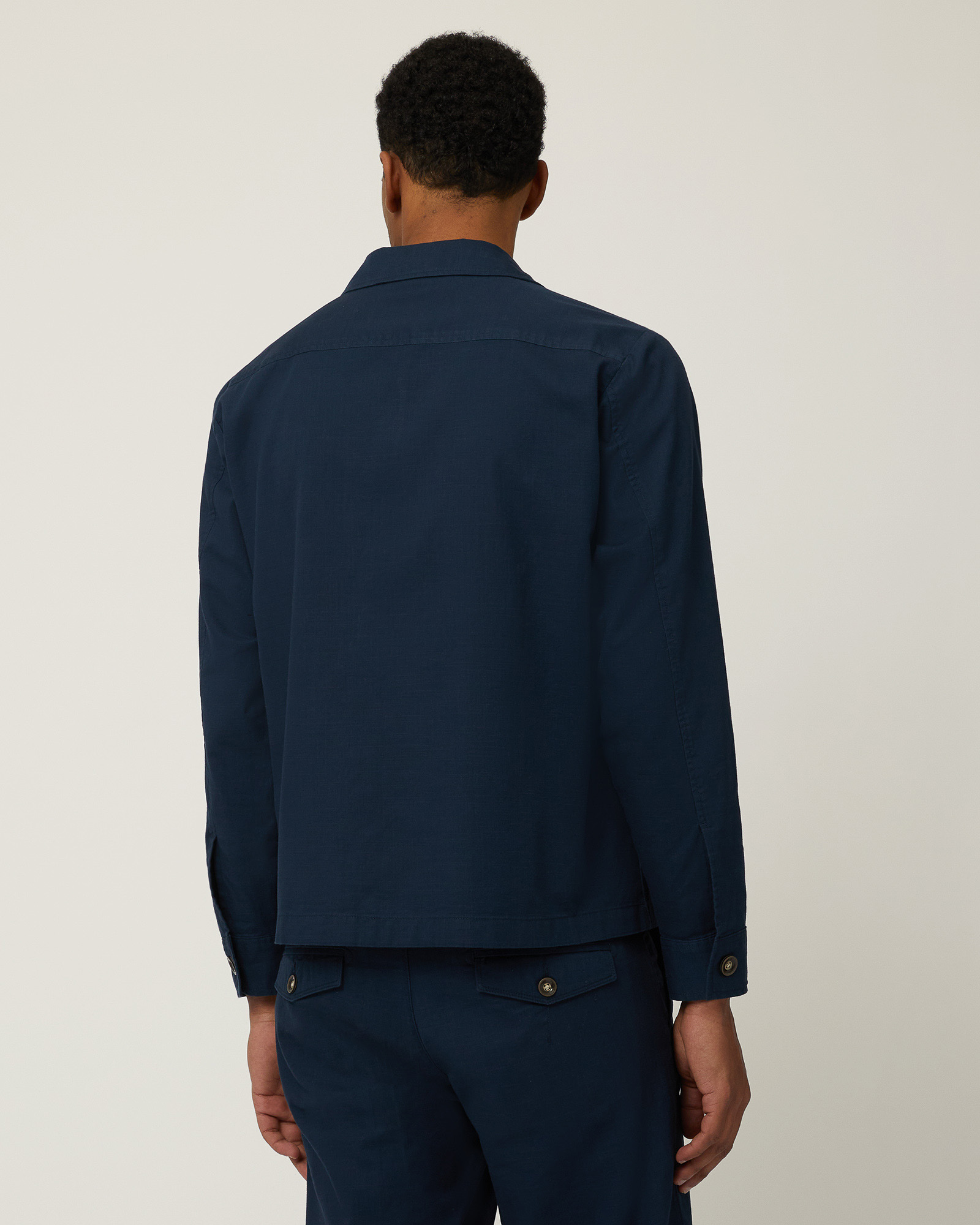Slub Cotton Overshirt, Dark Blue, large image number 1