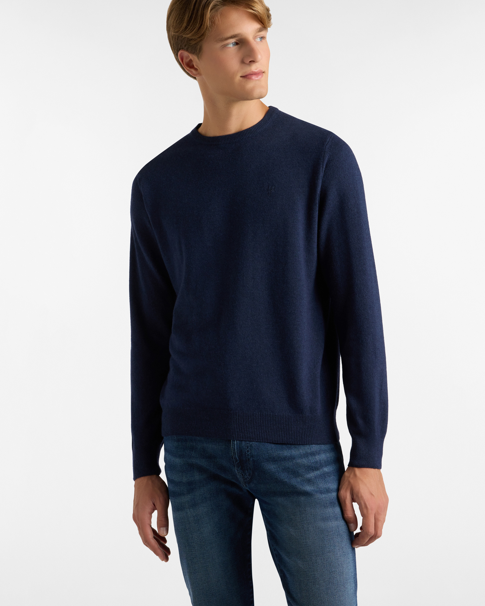 Maglione Girocollo basic, Blu Scuro, large