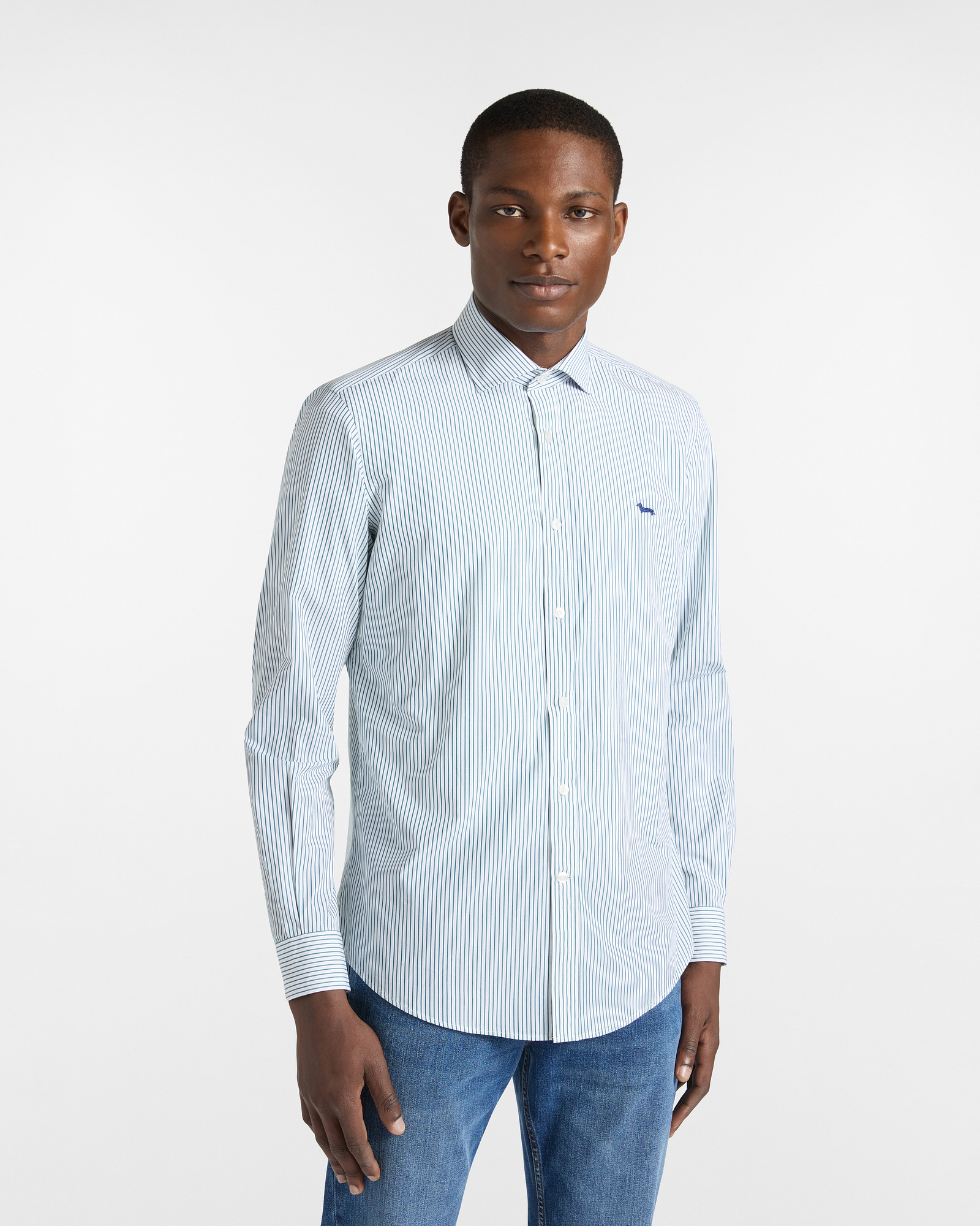 Striped Shirt with Dachshund, Bluette, large
