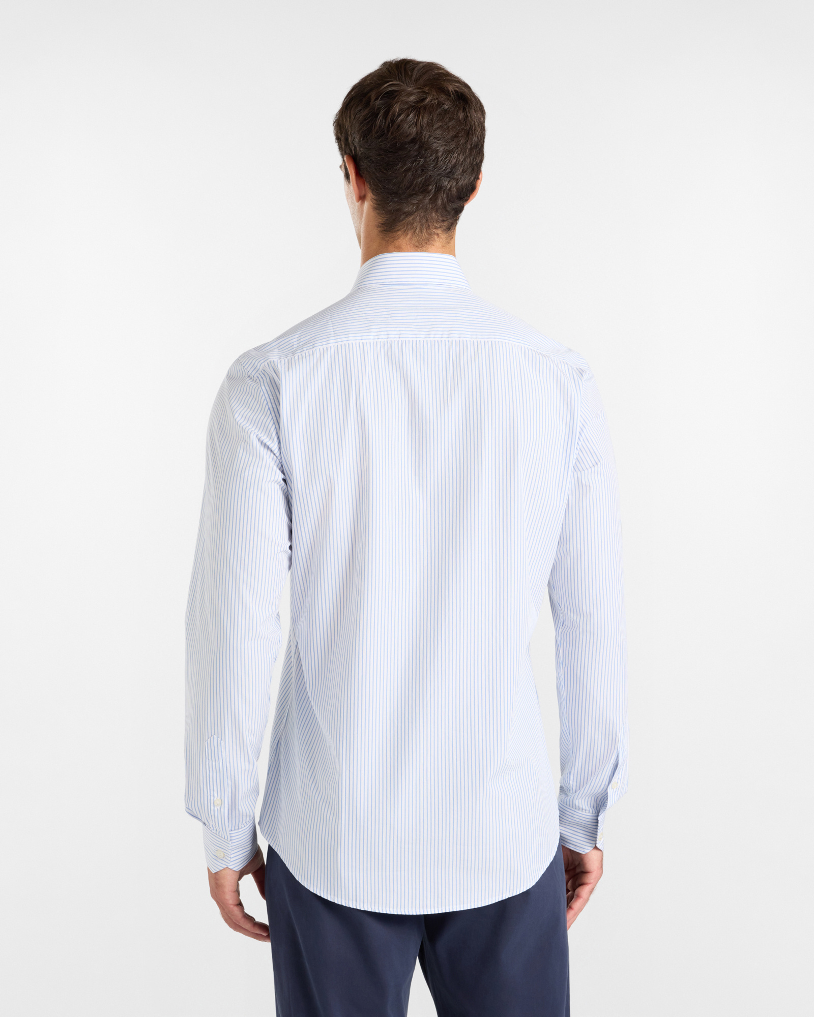 Men's narrow-fit  shirt featuring stripes on a  yarn-dyed background, SKY, large image number 2