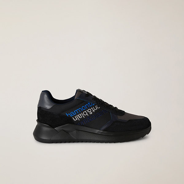Suede And Fabric Sneakers, Blue, large image number 0