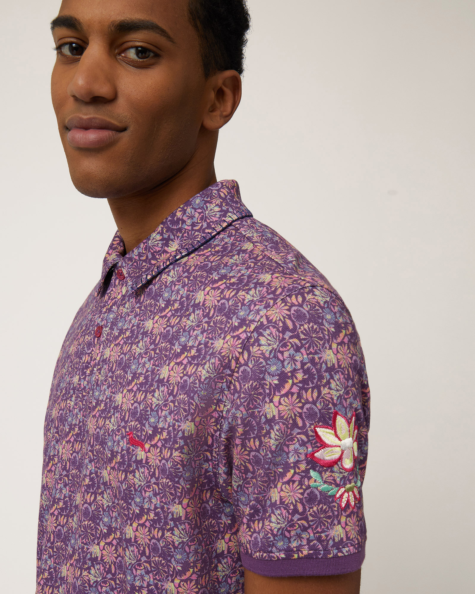 Poloshirt aus Baumwolle mit Blumen, Stiefmütterchen, large image number 2
