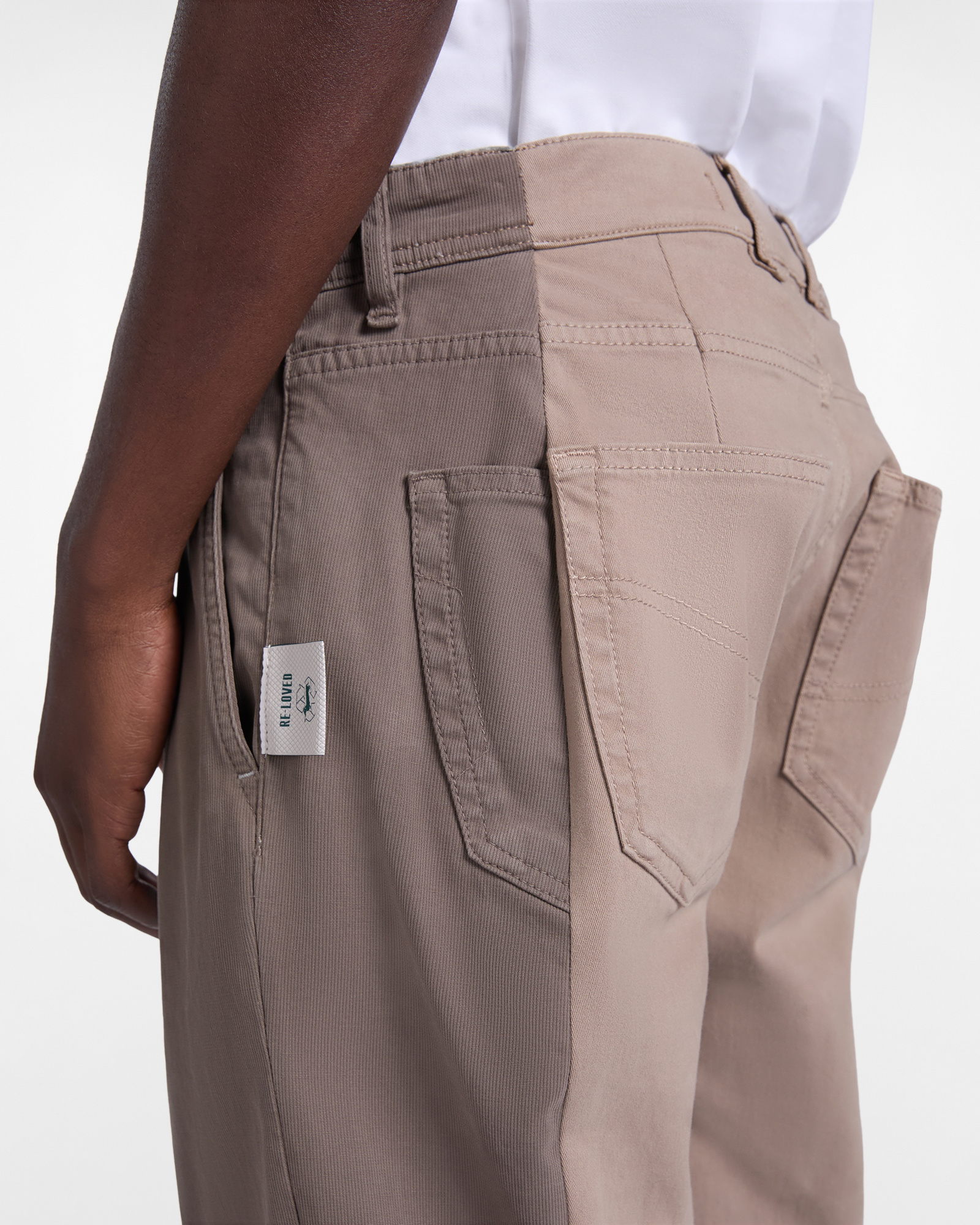 Men's Re-Loved five-pocket two-tone pants, Beige, large image number 2