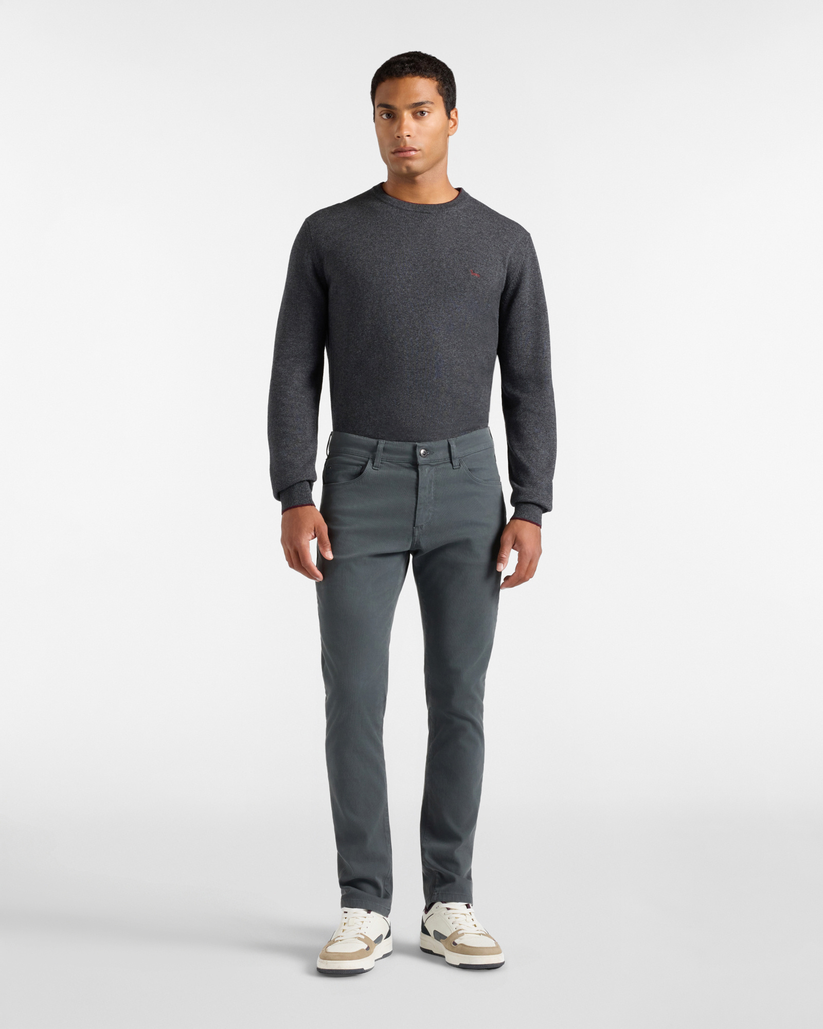Men&rsquo;s slim-fit gray stretch cotton 5-pocket jeans Made in Italy, GRAY, large image number 3