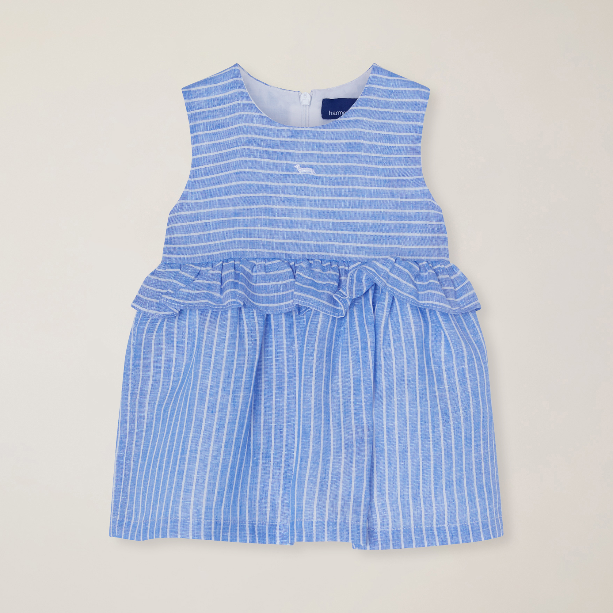 Abito in lino a righe, Light Blue, large