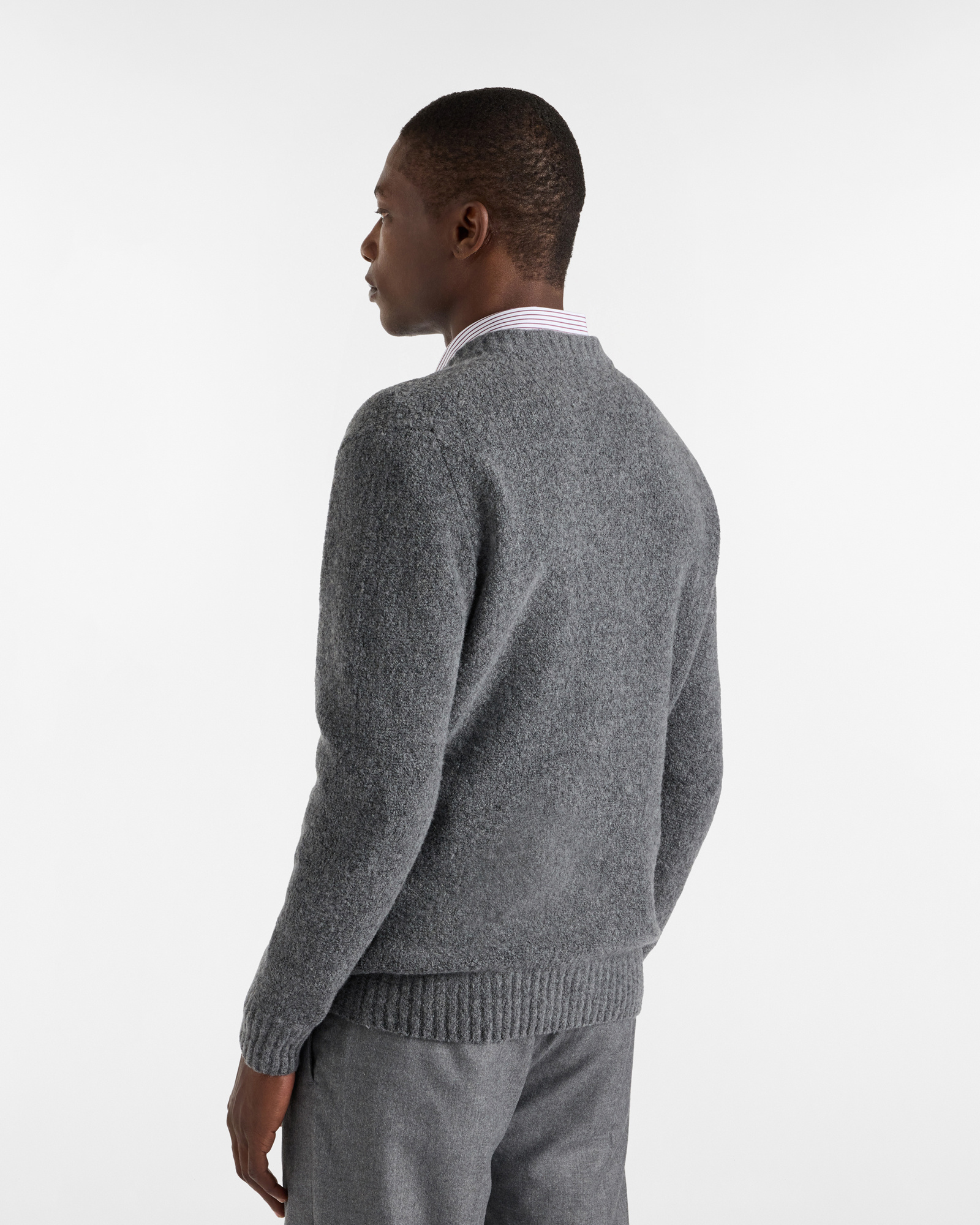 V-Neck Wool Pullover, Gray, large image number 1