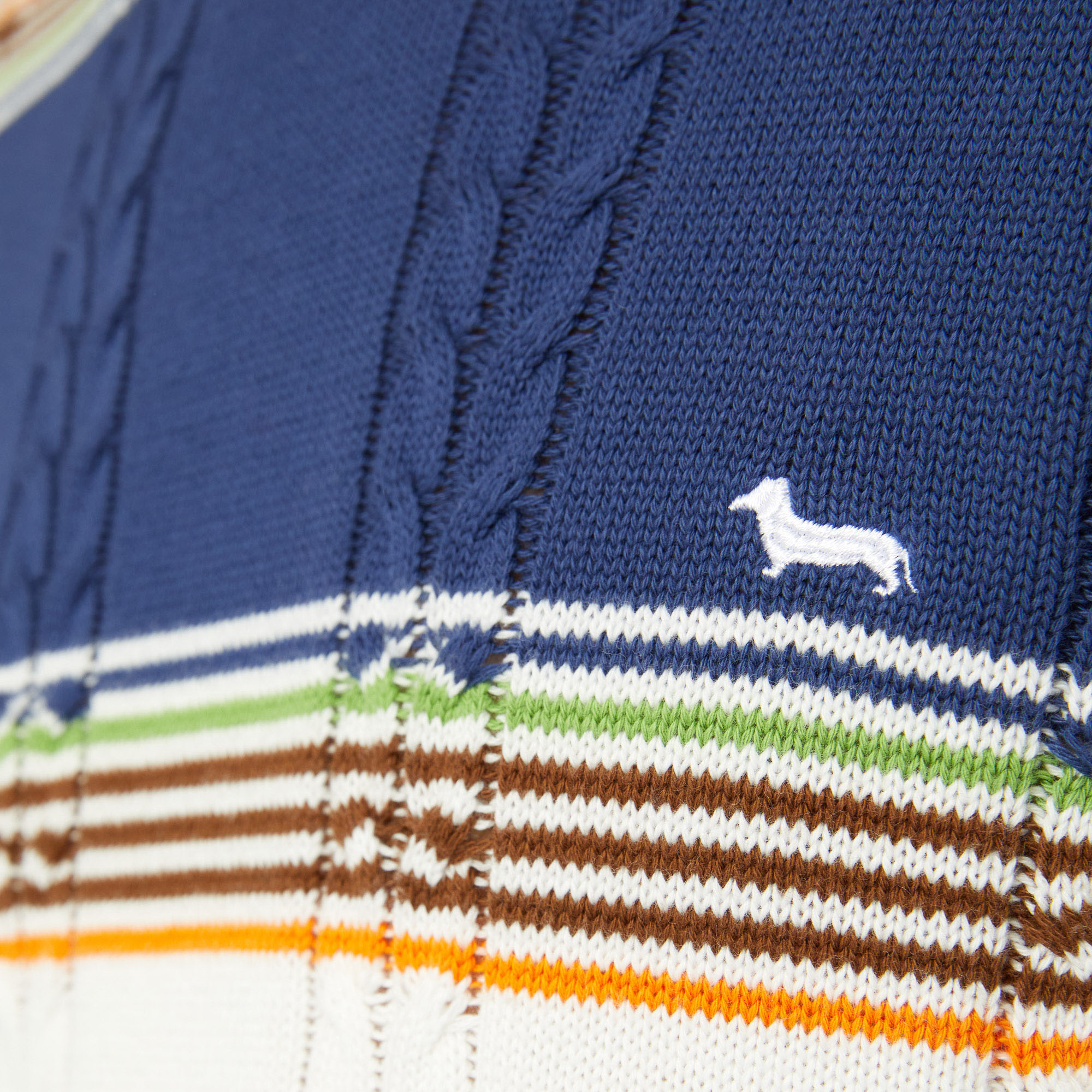 Jersey de algodón orgánico con cuello redondo y diseño trenzado con rayas, Blanco, large image number 2