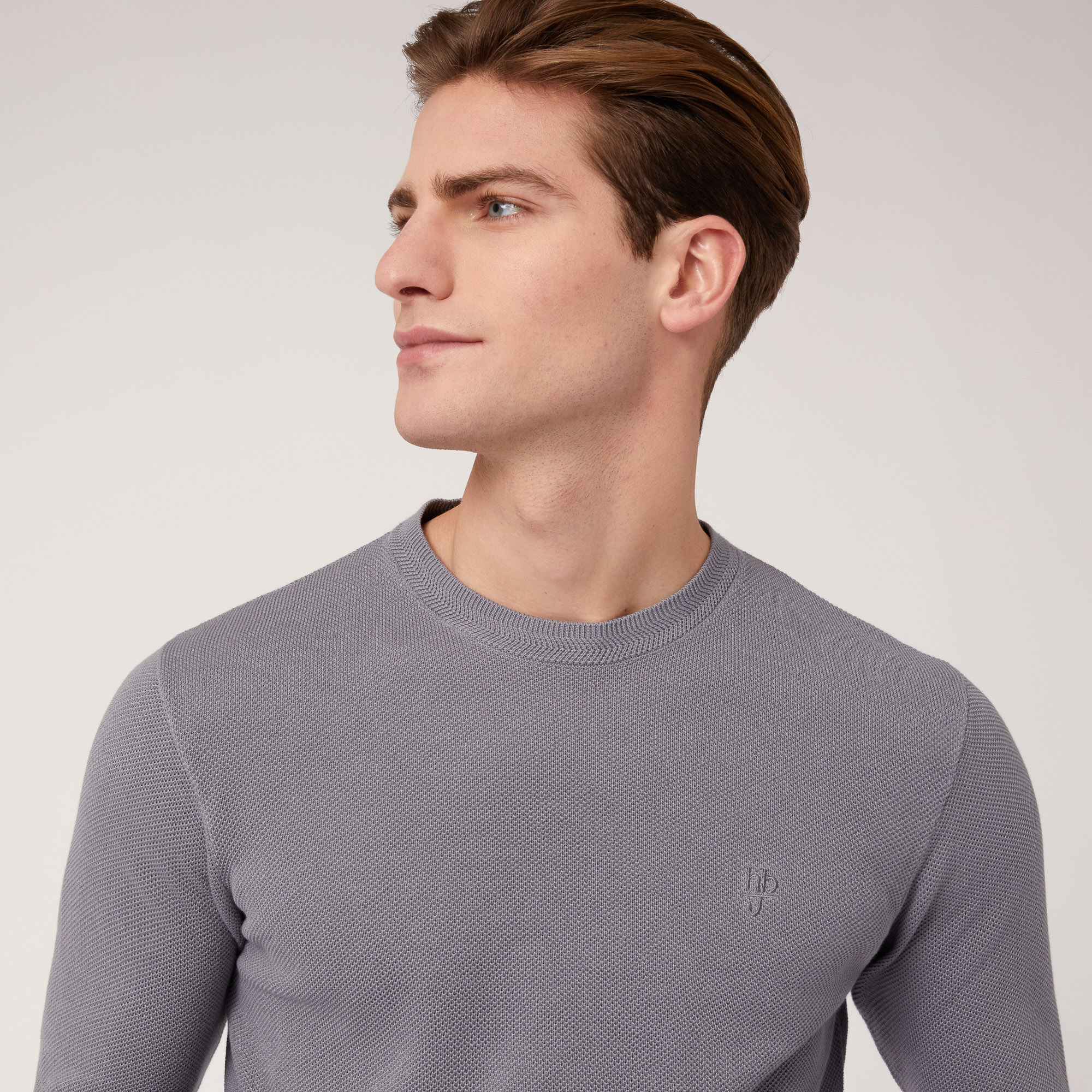 Pullover Girocollo Texture 3D, Grigio, large image number 2