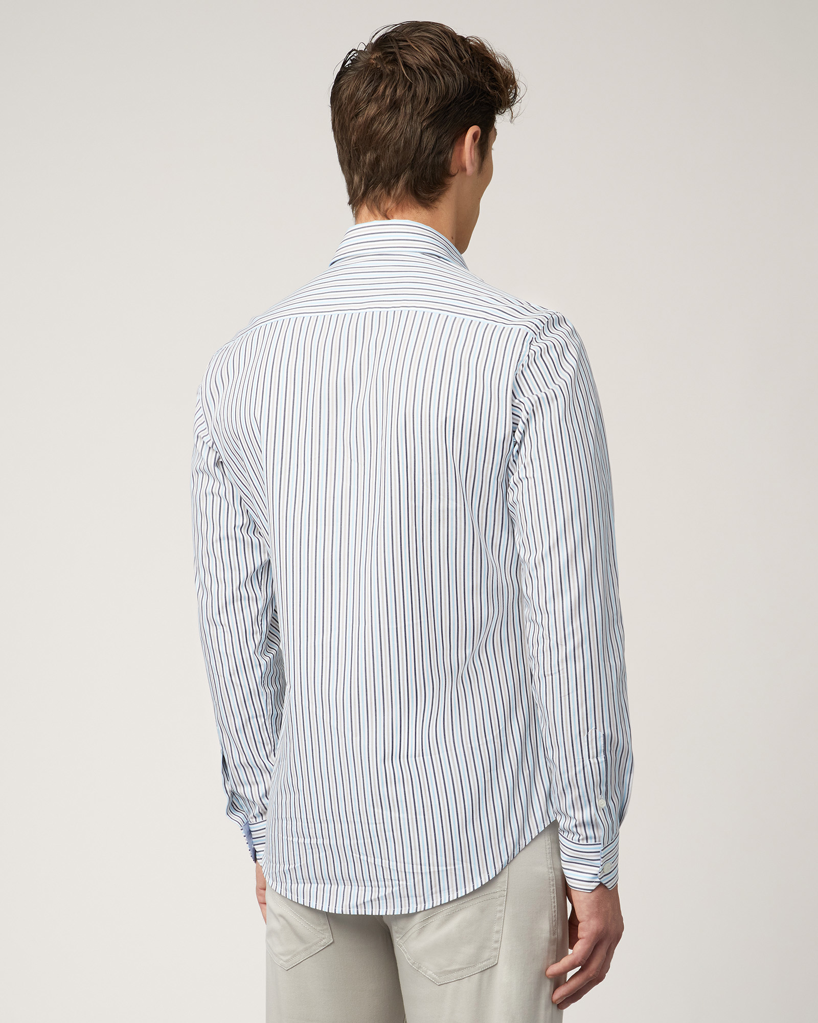 Striped Cotton Shirt, Sand, large image number 1