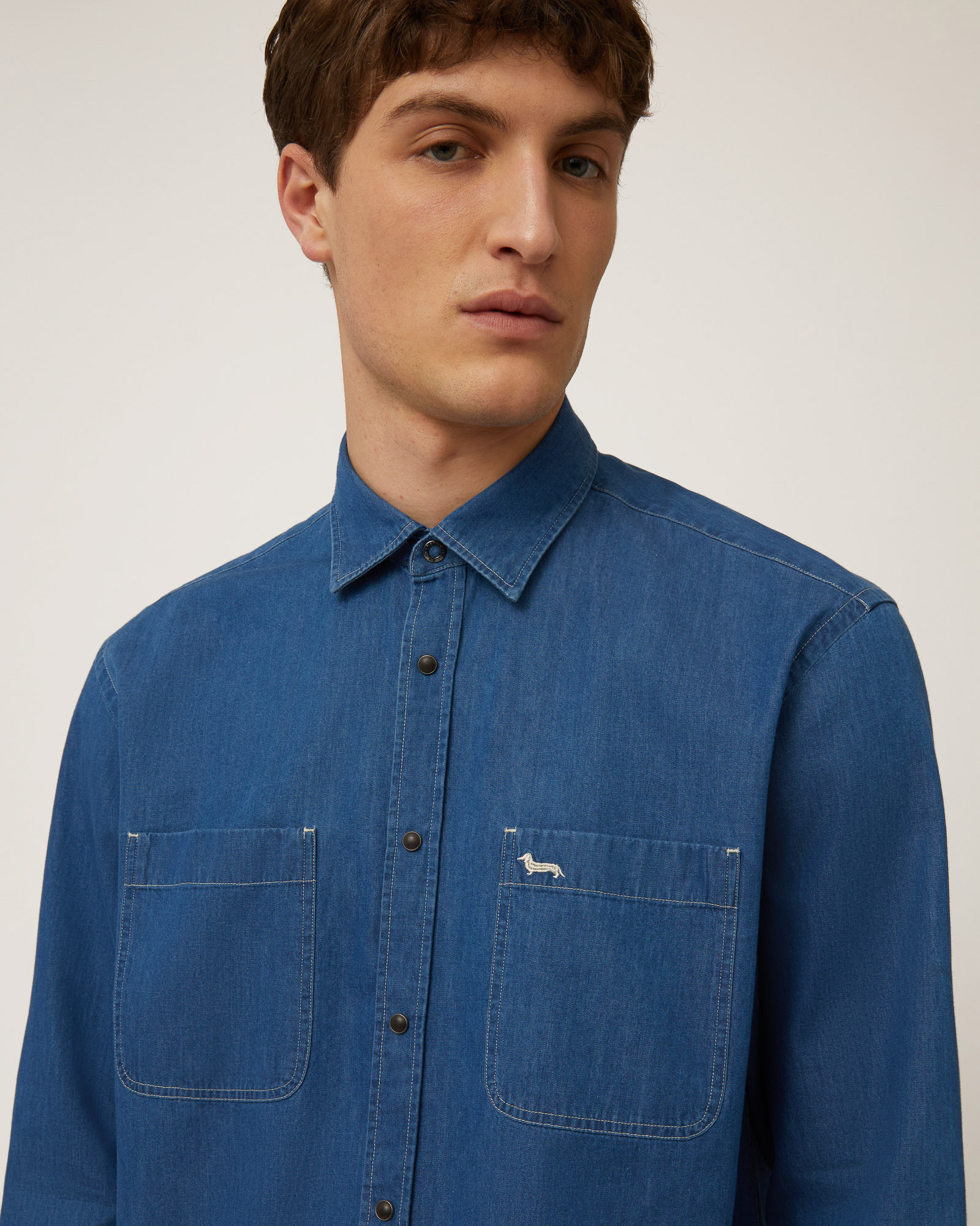 Denim Shirt with Dachshund, Denim Blue, large image number 2