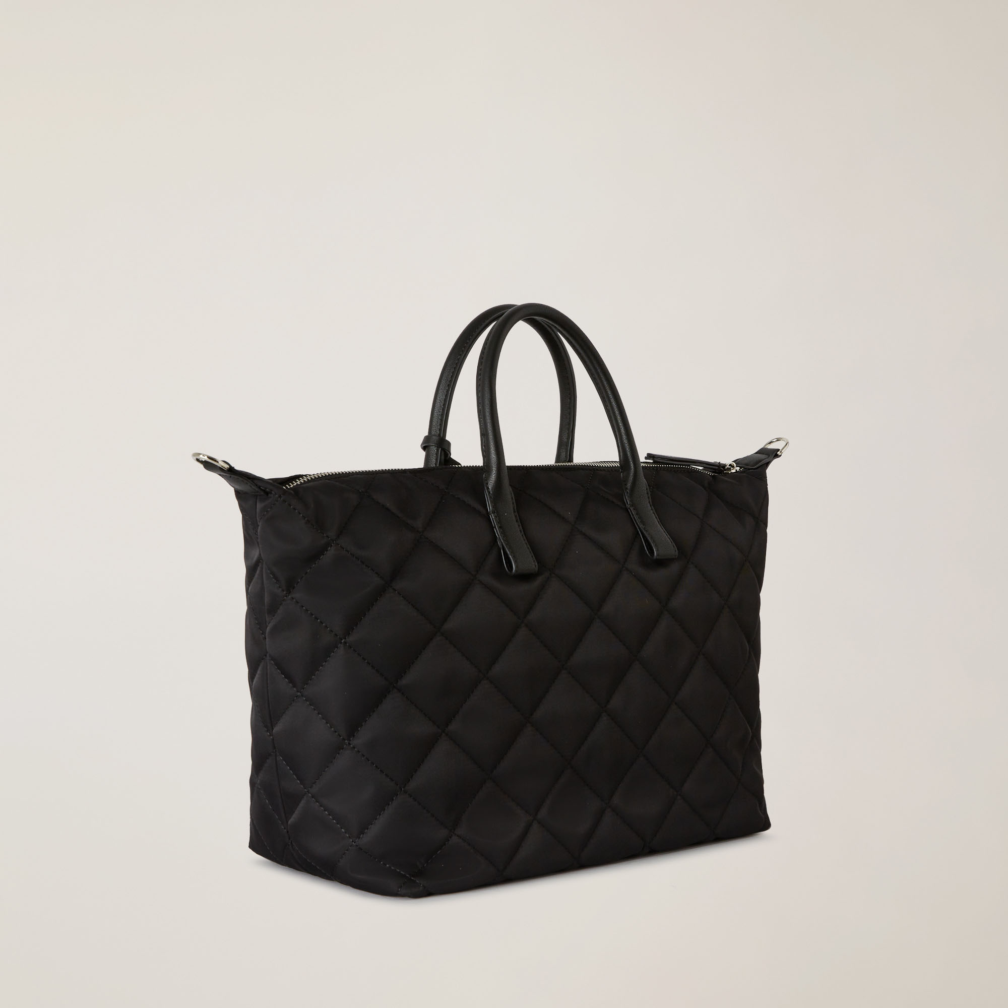 Quilted Shopper Bag With Removable Shoulder Strap, Black, large image number 1