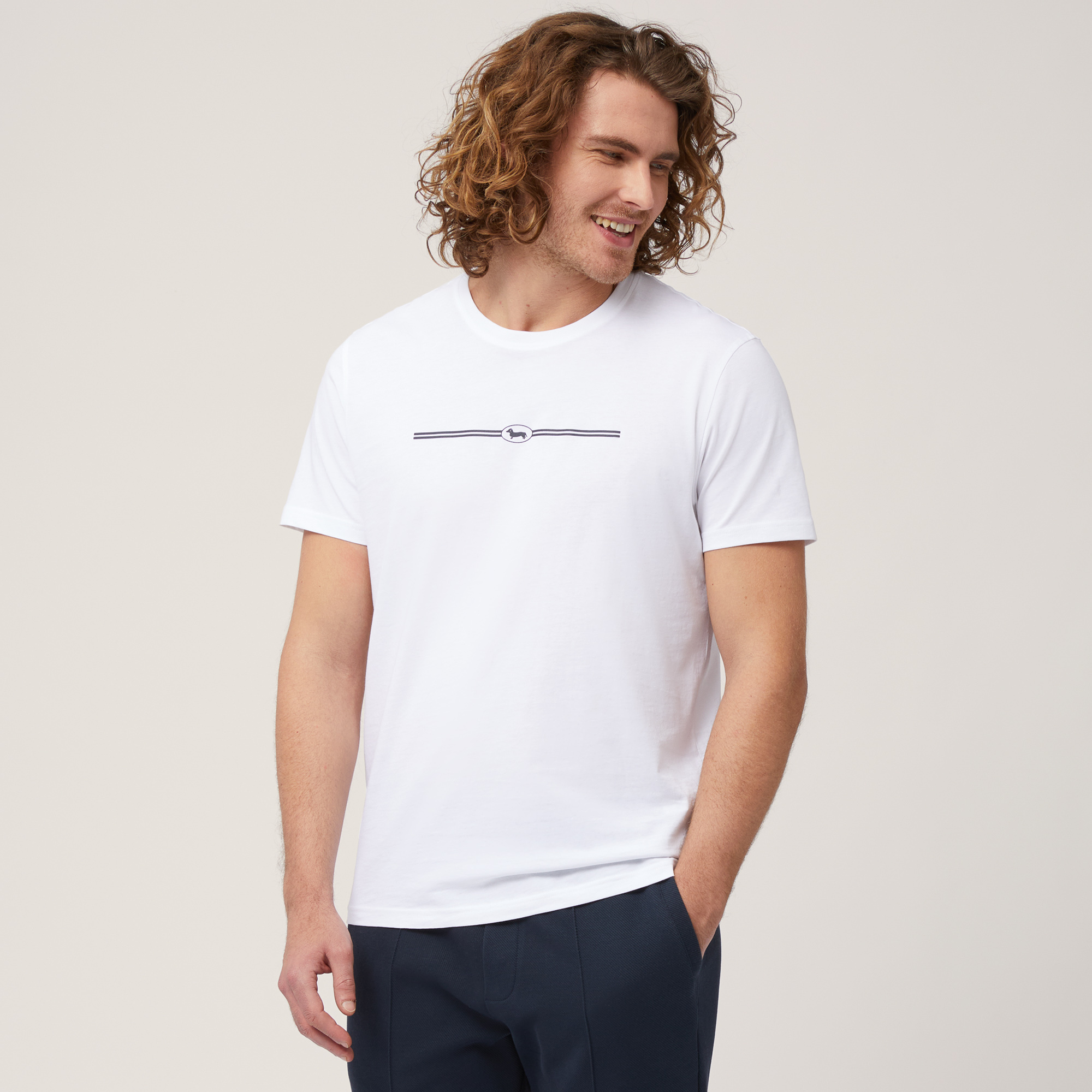 T-Shirt mit 3D-Logo, Weiß, large