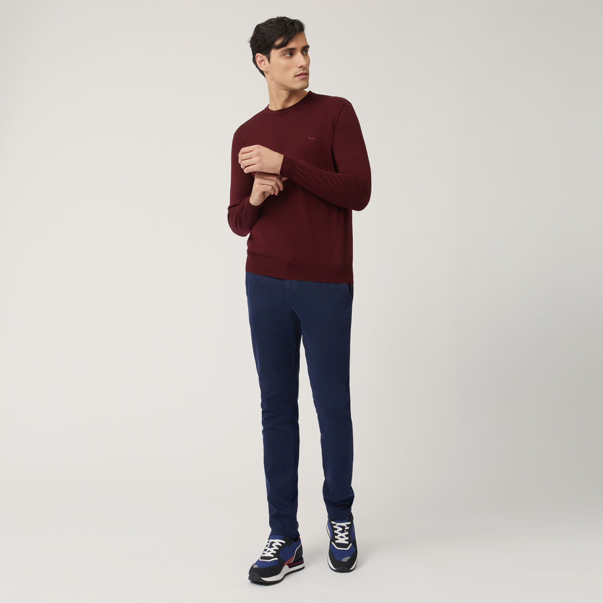 Pullover Girocollo In Lana Merino, Bordeaux, large image number 3