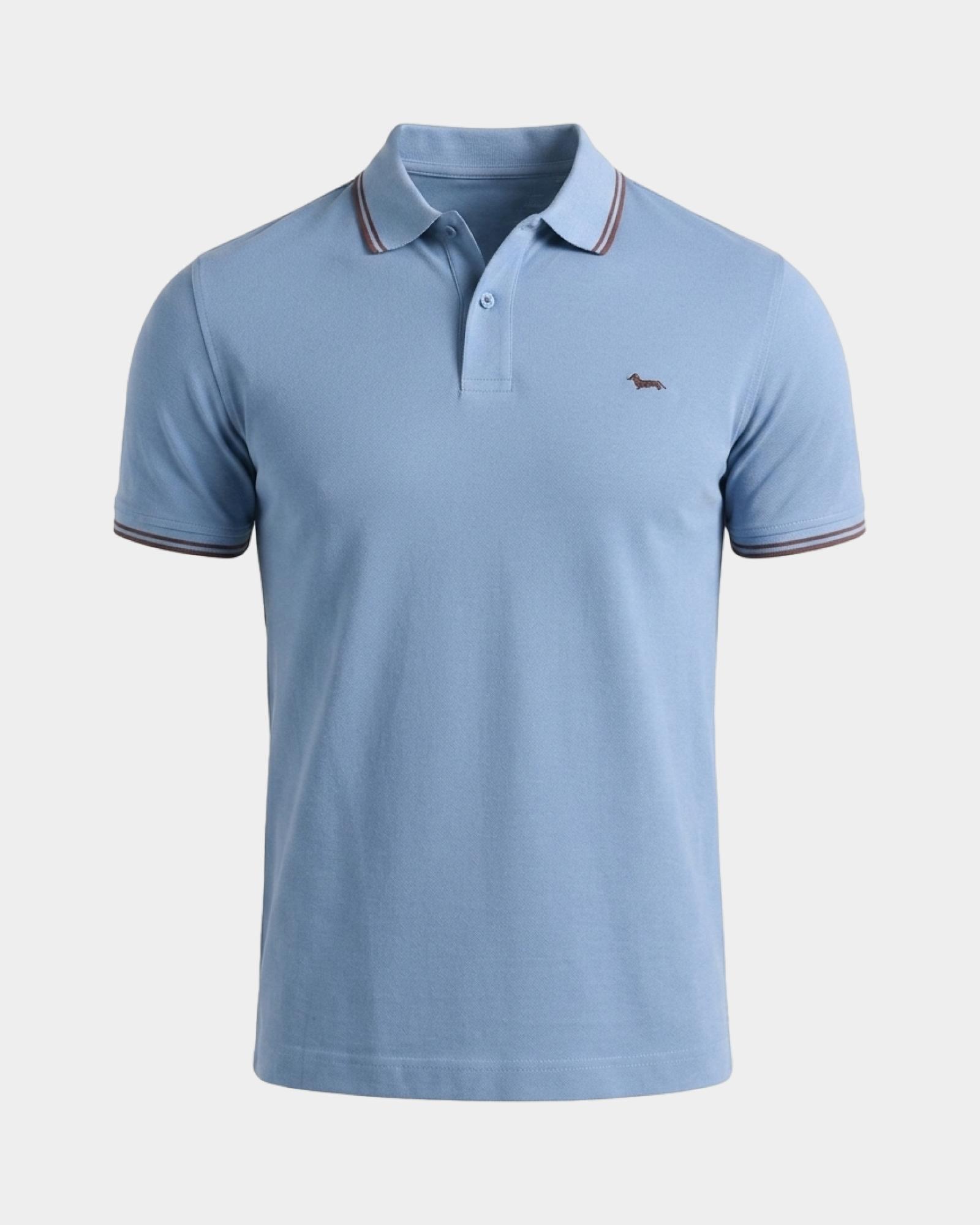 Men's short-sleeve 100% pure cotton piqu&eacute; polo shirt, LIGHT BLUE, large