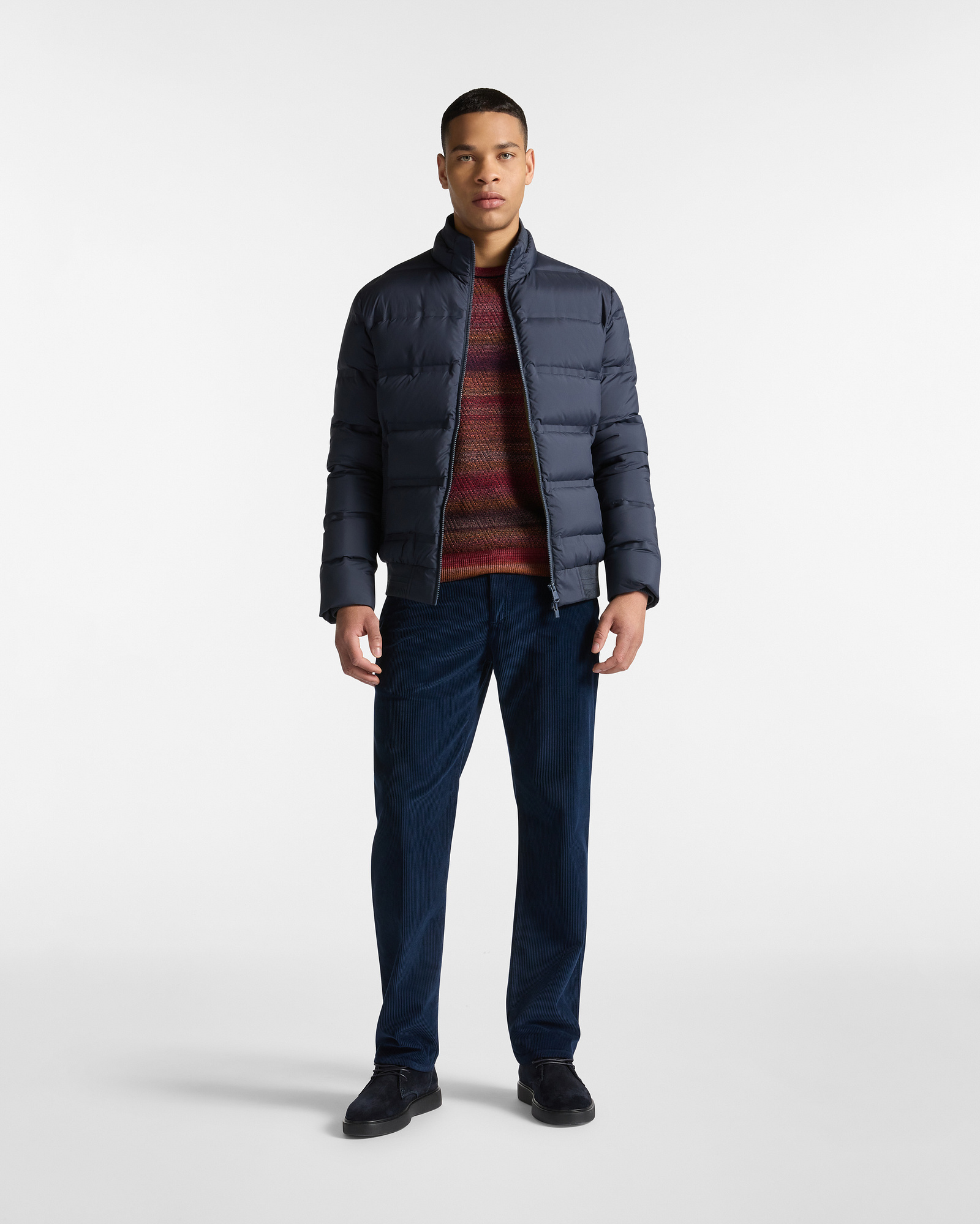 Bomber En Nylon Matelassé, Bleu Marine, large image number 3