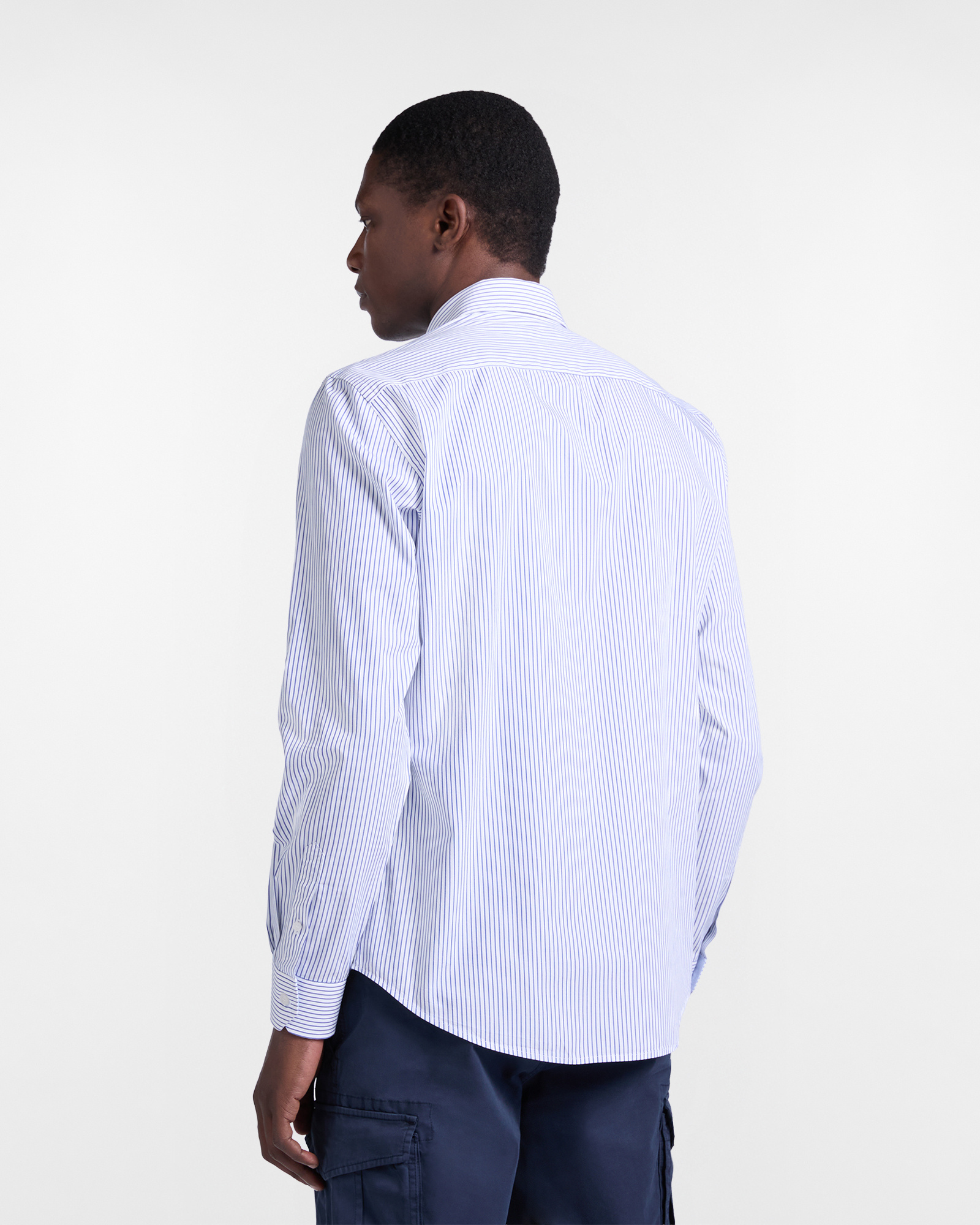 Narrow-fit striped shirt, Navy Blue, large image number 1