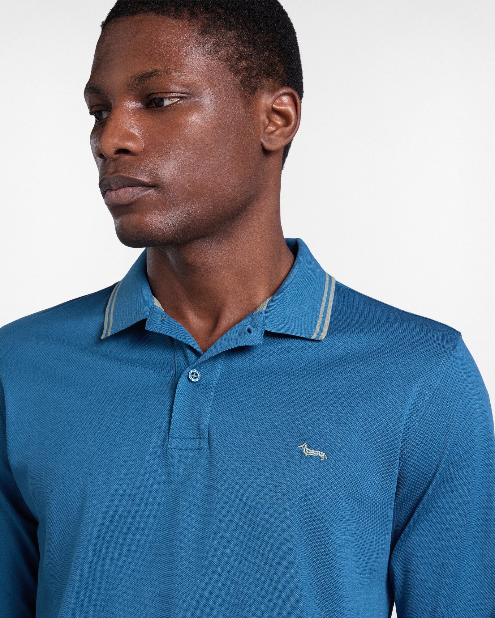 Men's polo shirt with contrasting stripes, Blue, large image number 2