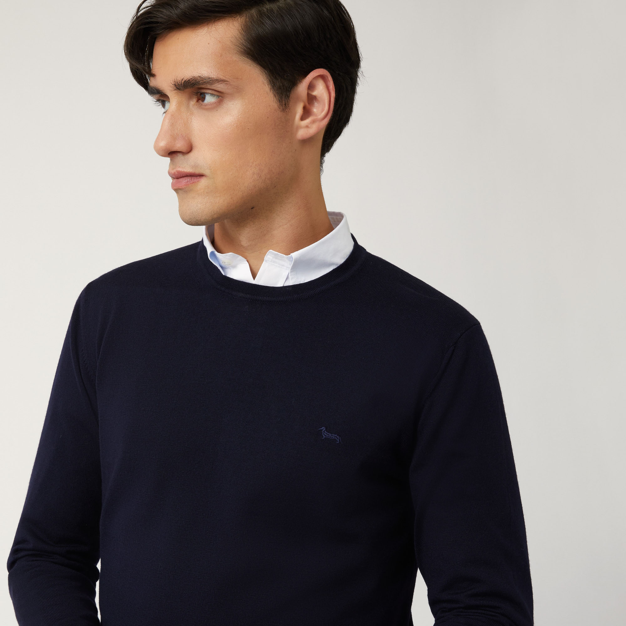 Merino Wool Crew-Neck Pullover, Blue, large image number 2