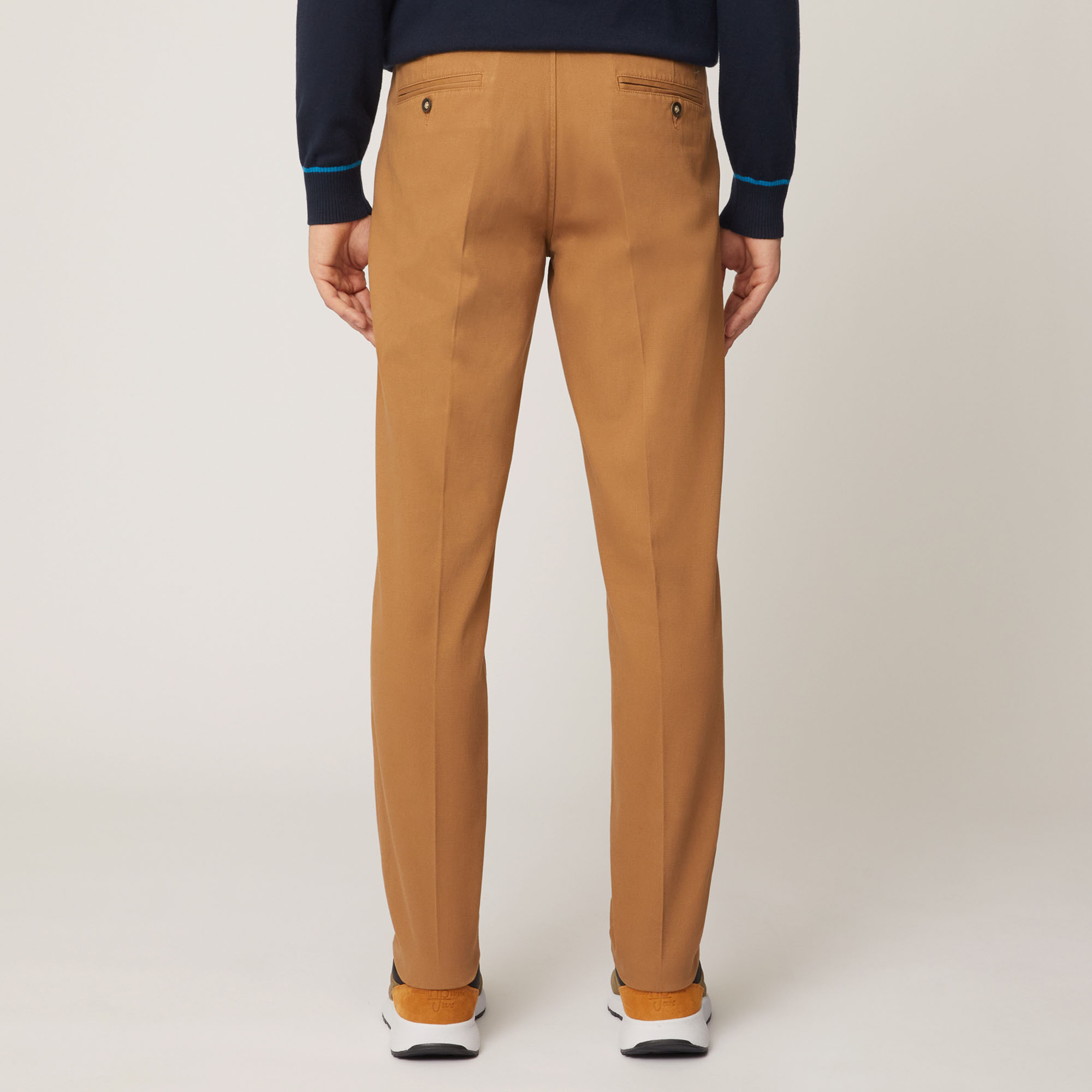 Pantalone Chino Narrow In Twill Pesante Di Cotone, Marrone, large image number 1