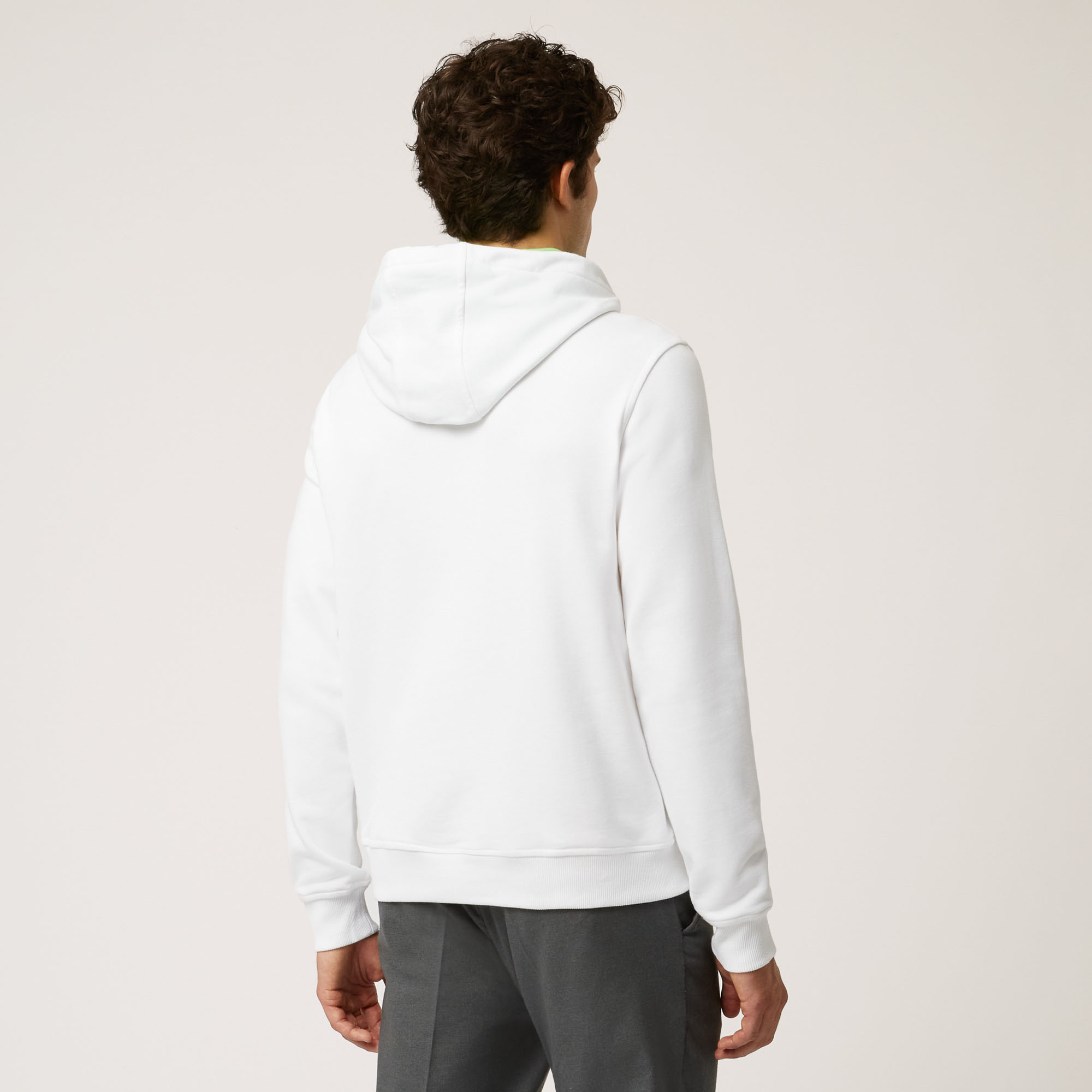 Cotton Hoodie With Logo Print, White, large image number 1
