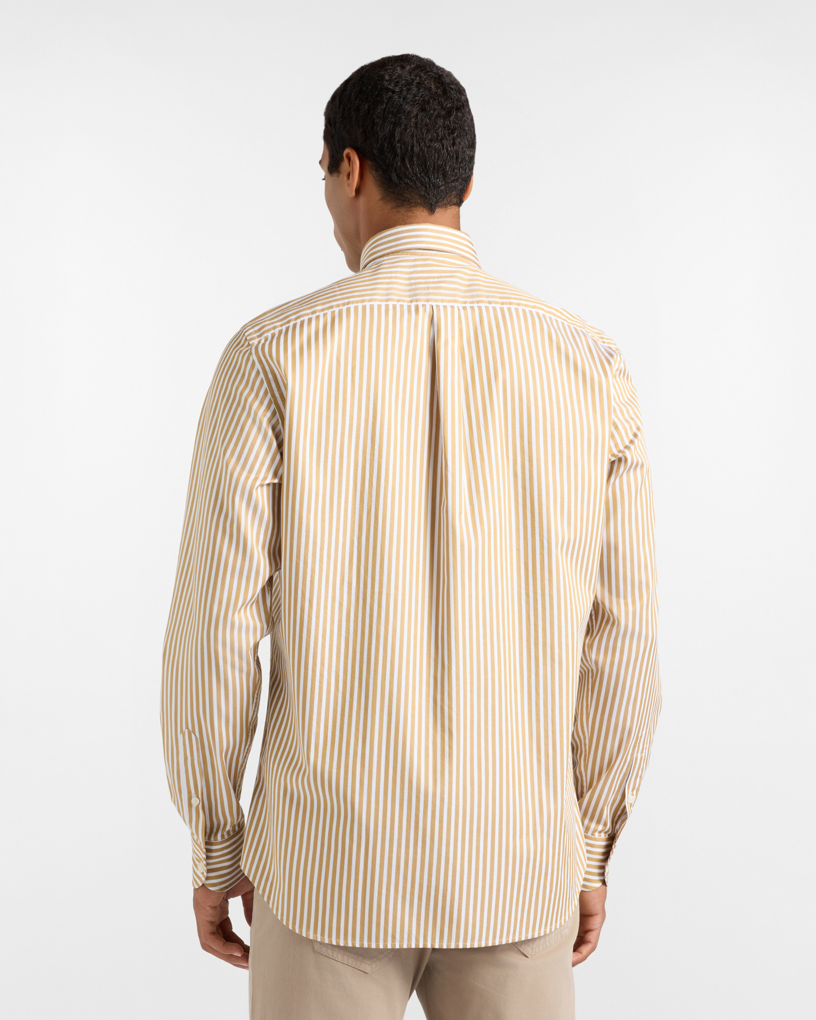 Men's regular-fit turquoise twill shirt with satin stripe, DARK BROWN, large