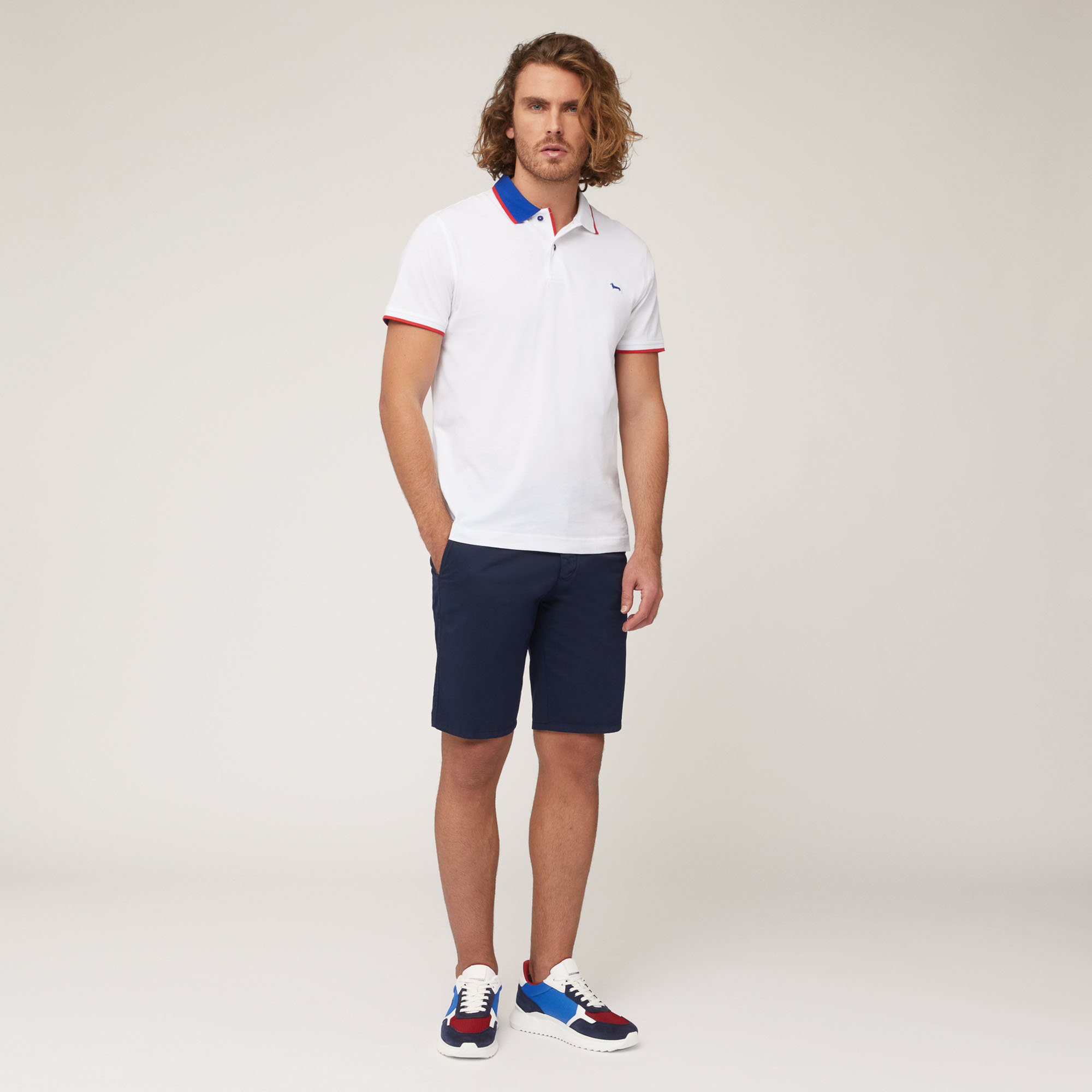 Stretch Cotton Bermuda Shorts, Blue, large image number 3