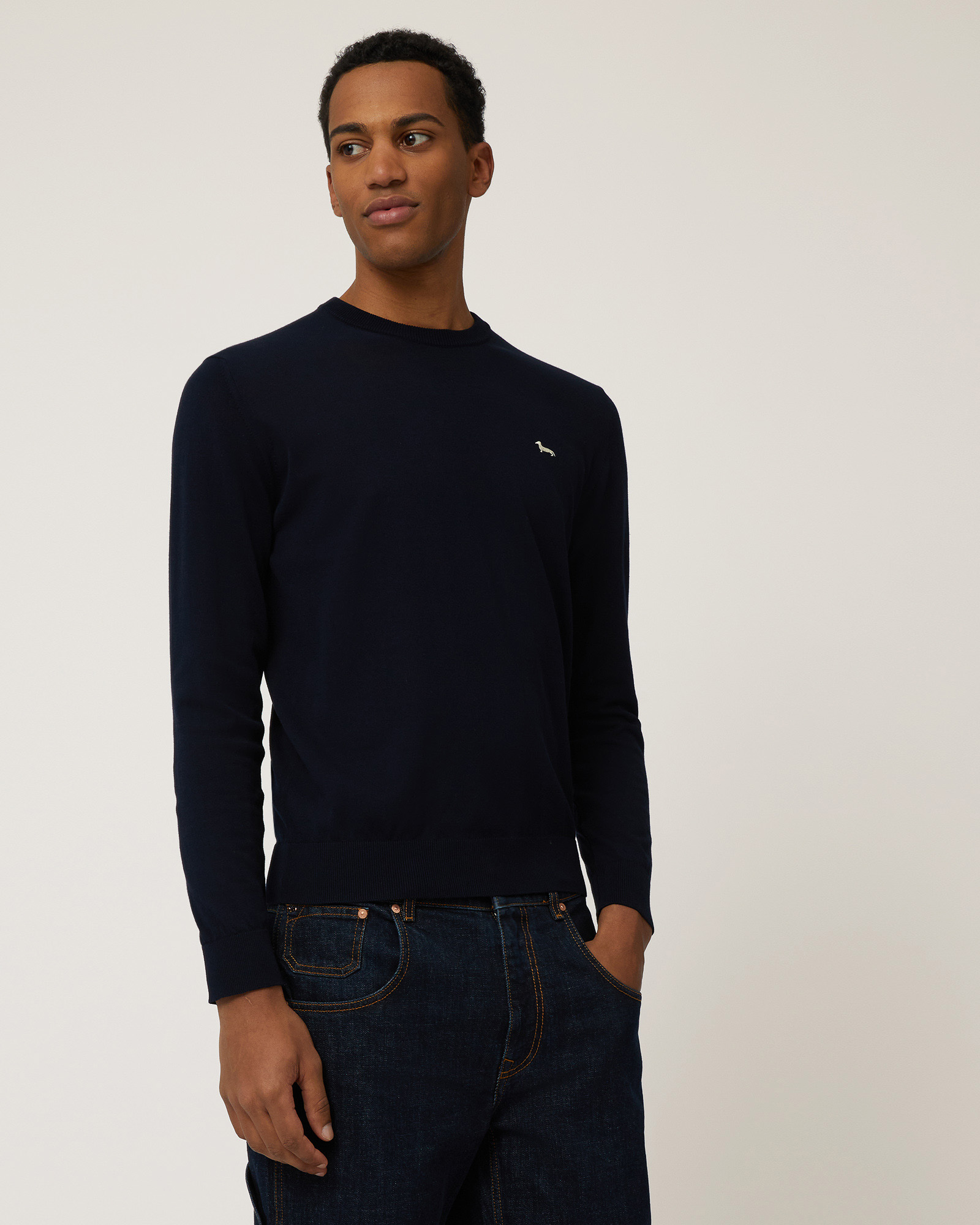Cotton Crepe Pullover, Navy Blue, large image number 0