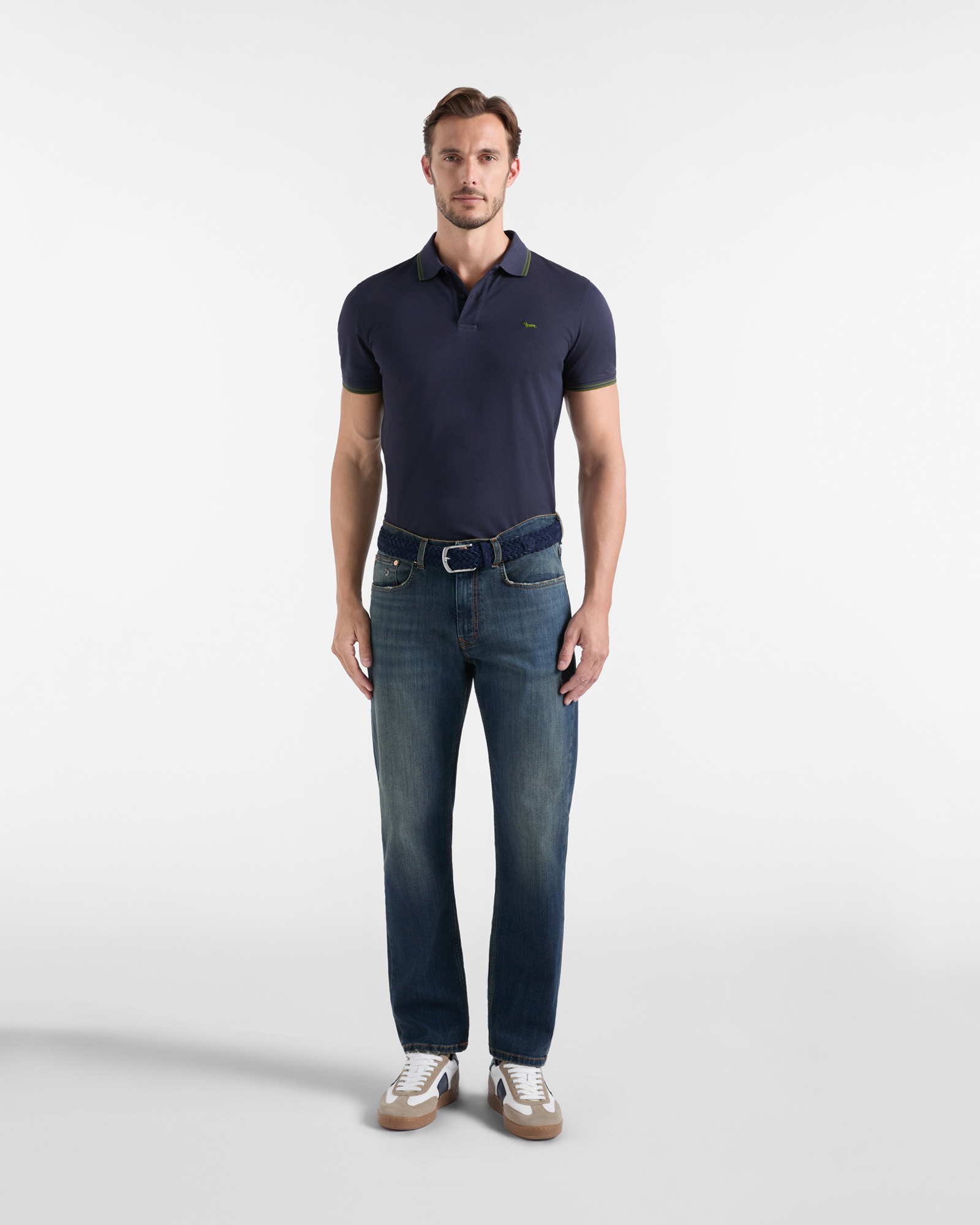 Men's short-sleeve 100% pure cotton piqu&eacute; polo shirt, NAVY BLUE, large image number 3