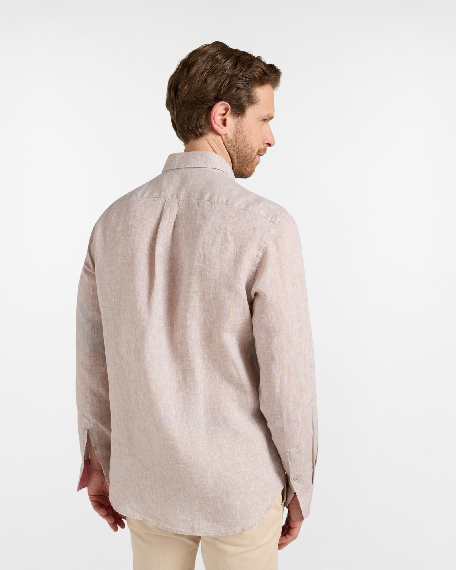 Linen shirt with contrasting bands