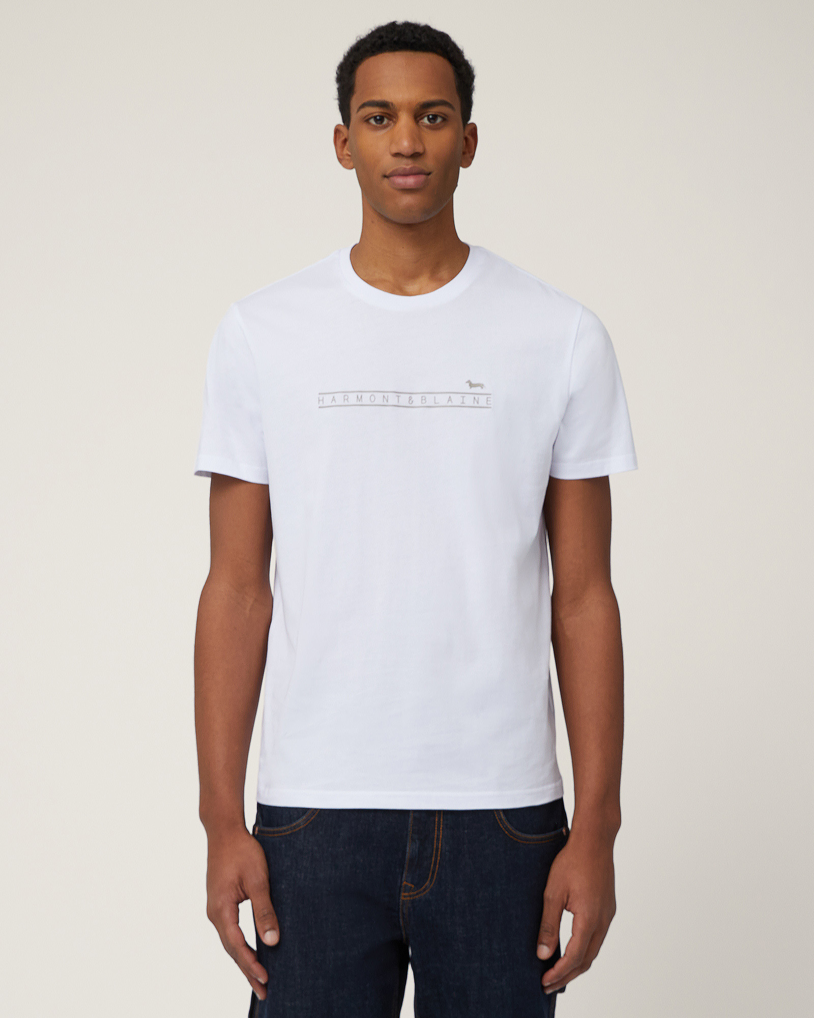 T-Shirt Logata In Cotone, Bianco, large