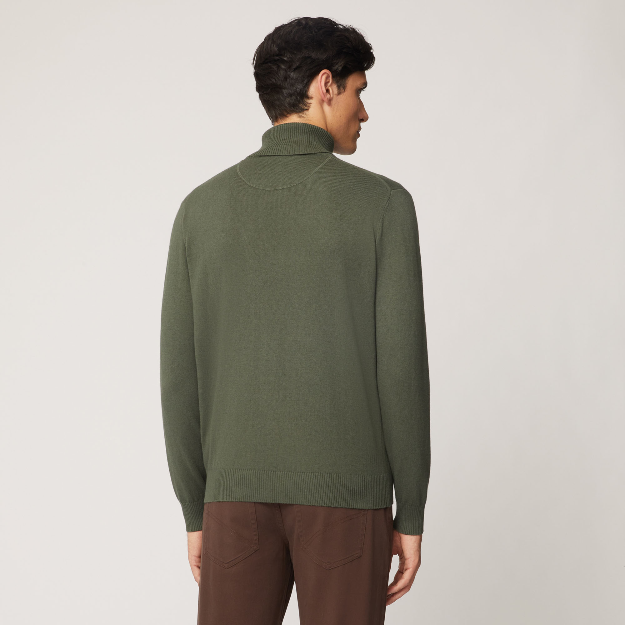 Dolcevita In Cotone E Lana Con Taschino, Verde Petrolio, large image number 1