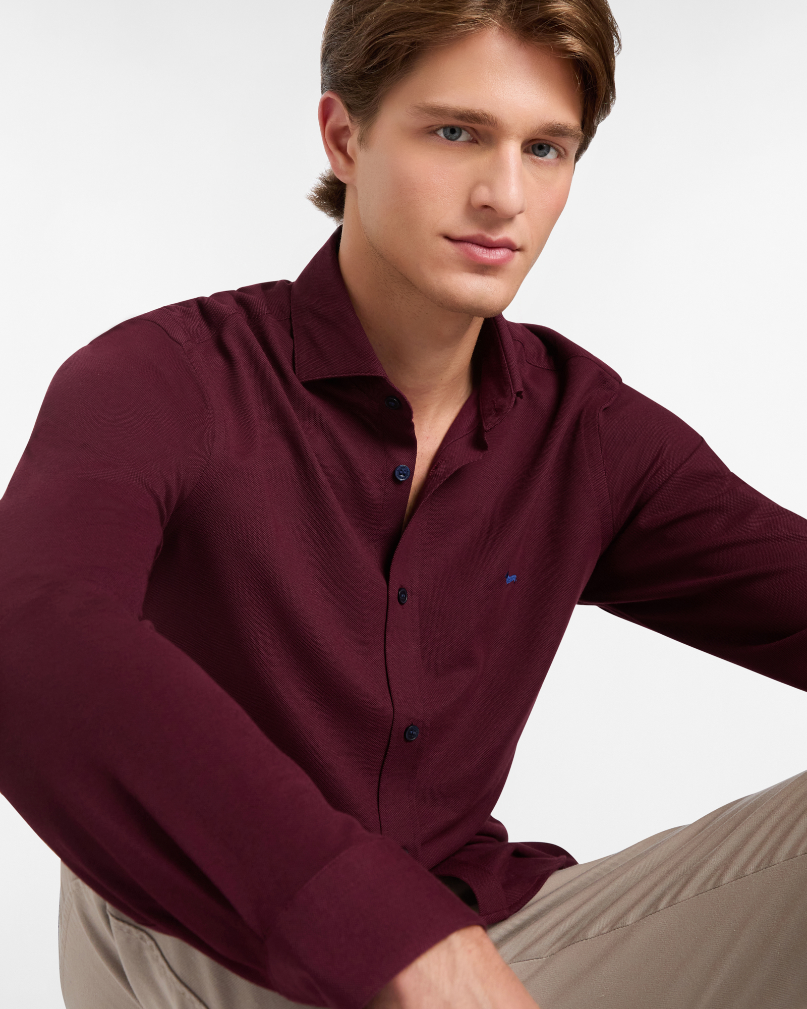 Solid Color Jersey Shirt, Dark Red, large image number 2